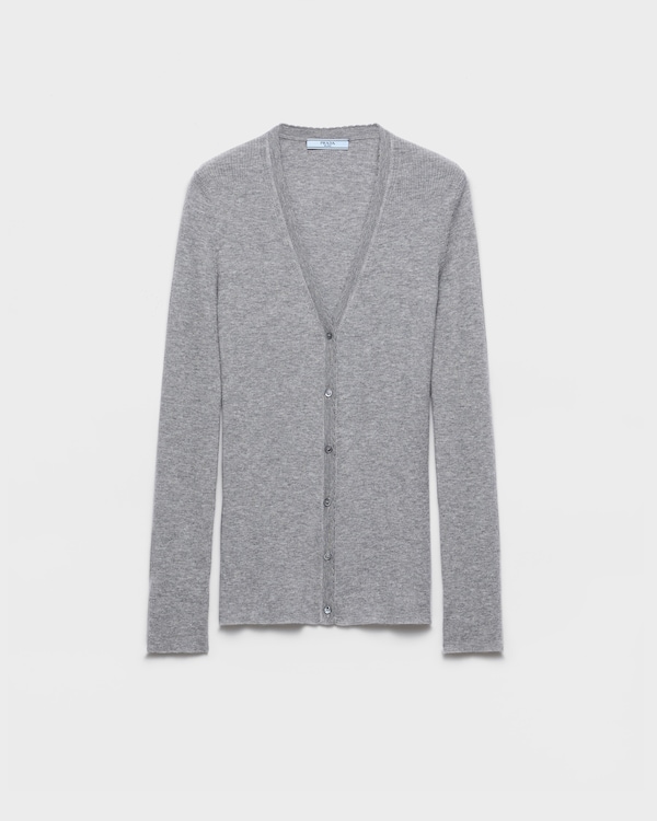 Ribbed cashmere cardigan - Grey Ribbed cashmere cardigan - Grey