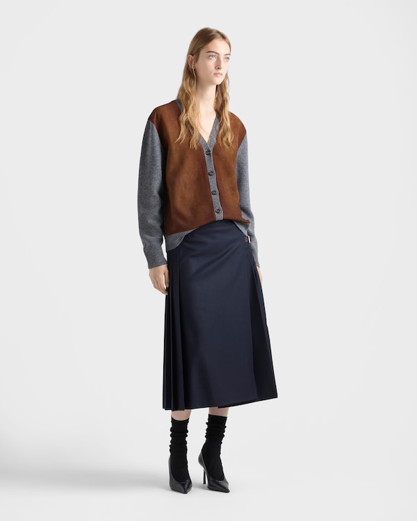 Wool and suede cardigan - Gris Pizarra Wool and suede cardigan - Gris Pizarra