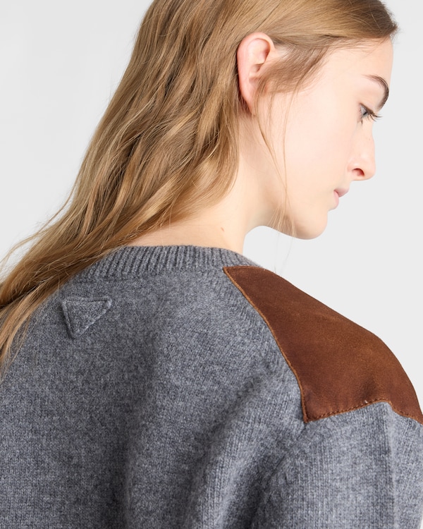 Wool and suede cardigan - Gris Pizarra Wool and suede cardigan - Gris Pizarra