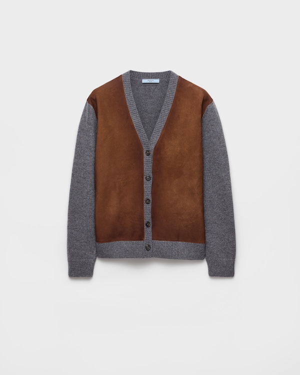 Wool and suede cardigan - Gris Pizarra Wool and suede cardigan - Gris Pizarra