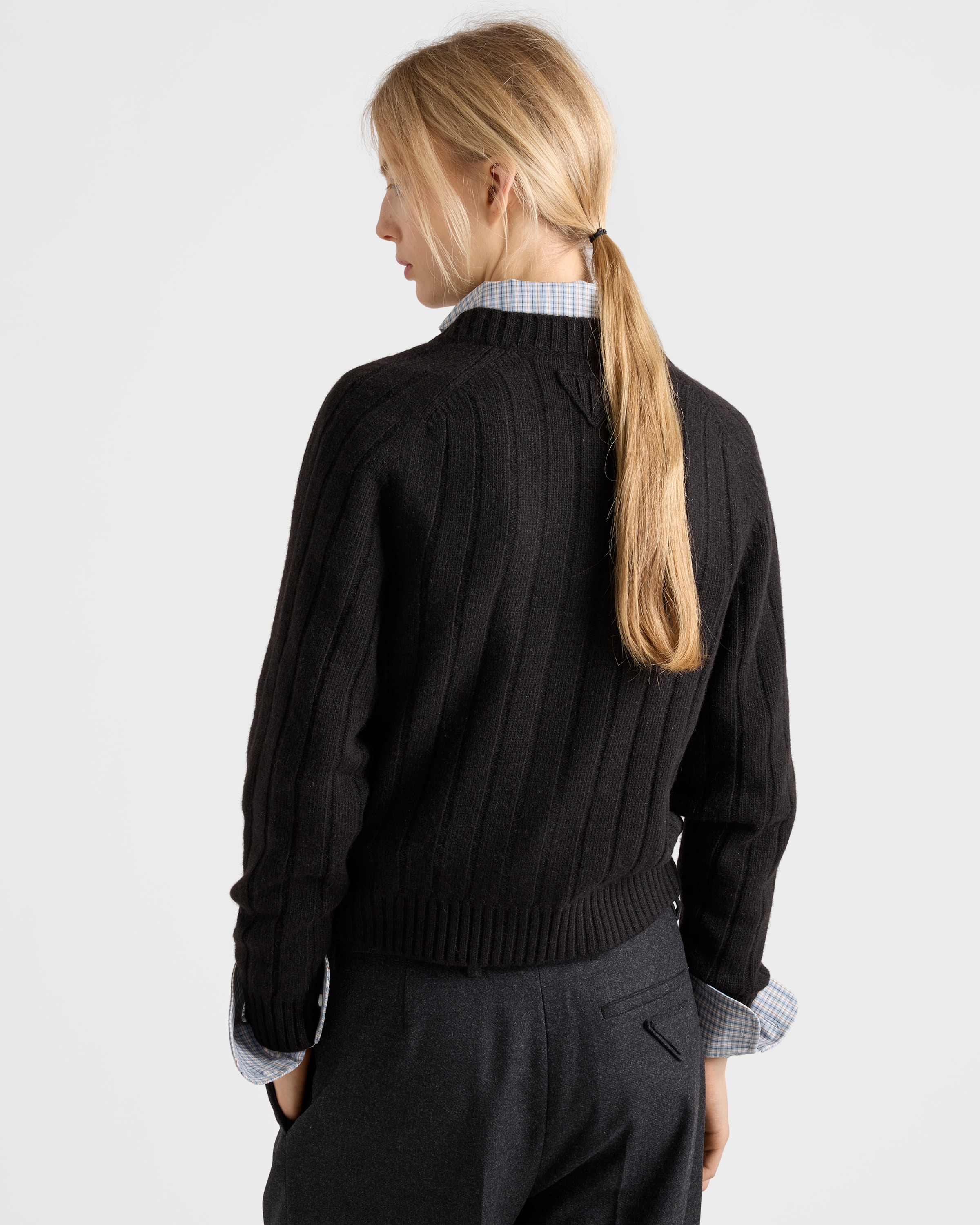Anthracite Gray Re-cashmere Cardigan | PRADA - South Korea