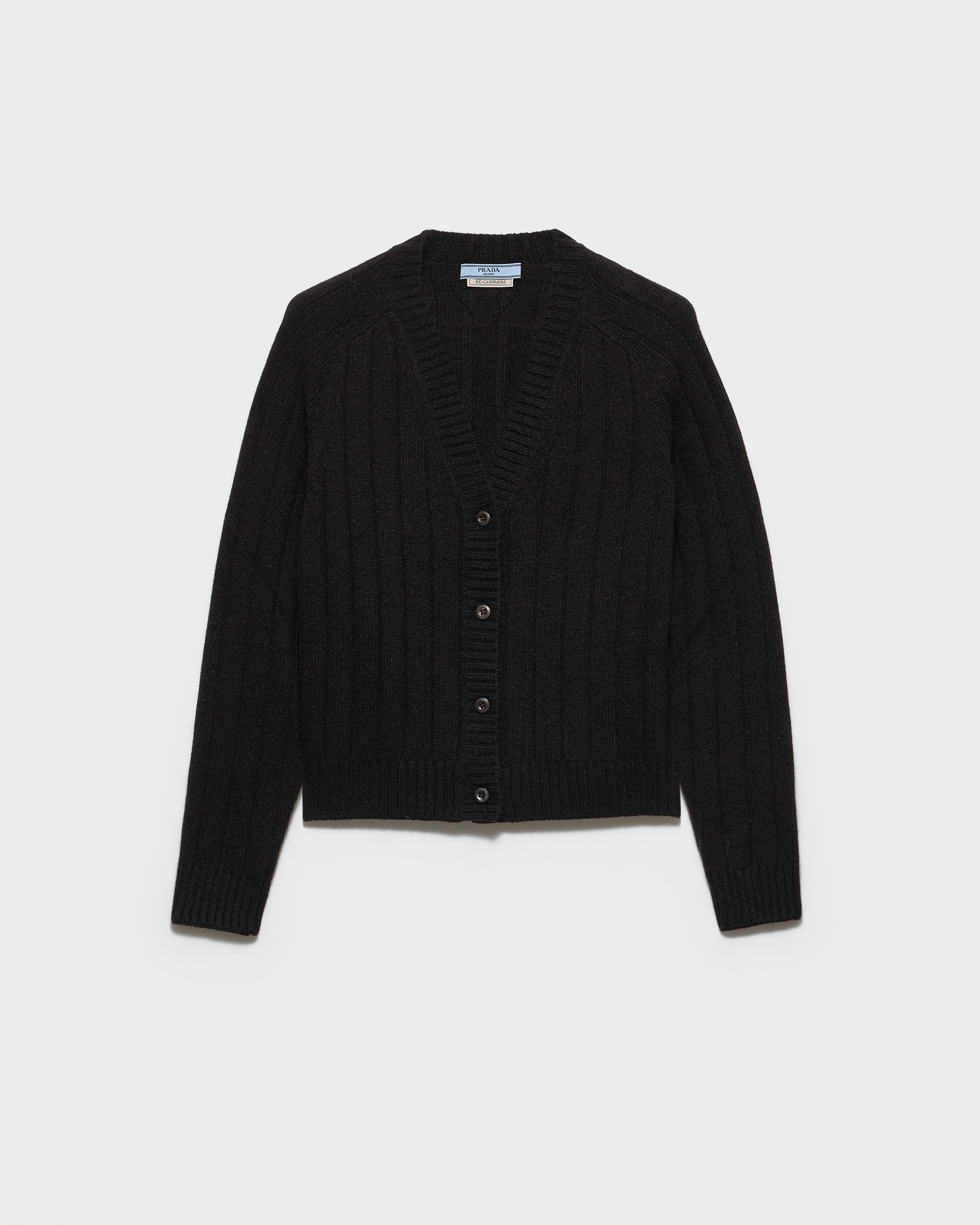 Anthracite Gray Re-cashmere Cardigan | PRADA - Japan