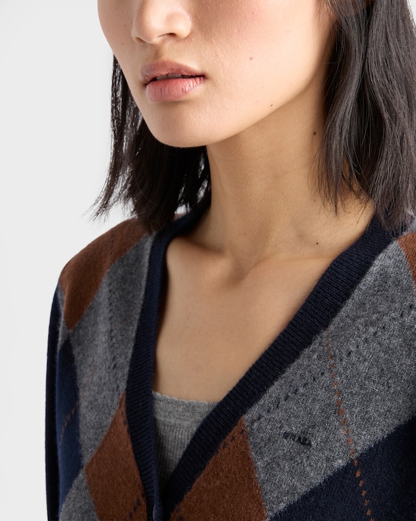 Argyle cashmere cardigan - Azul/Gris Pizarra Argyle cashmere cardigan - Azul/Gris Pizarra