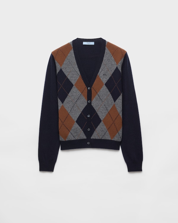 Argyle cashmere cardigan - Azul/Gris Pizarra Argyle cashmere cardigan - Azul/Gris Pizarra