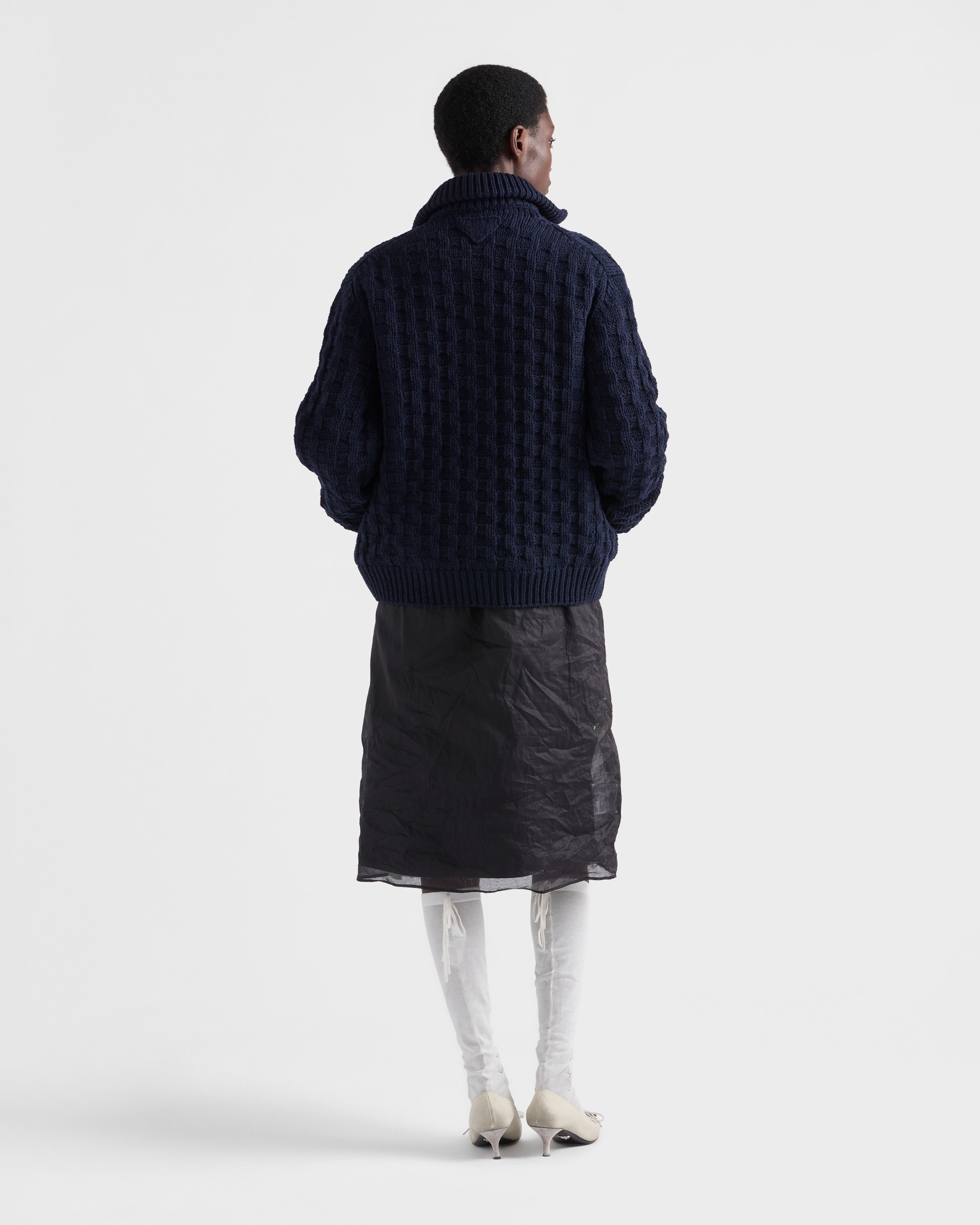 Navy Wool Cardigan | PRADA