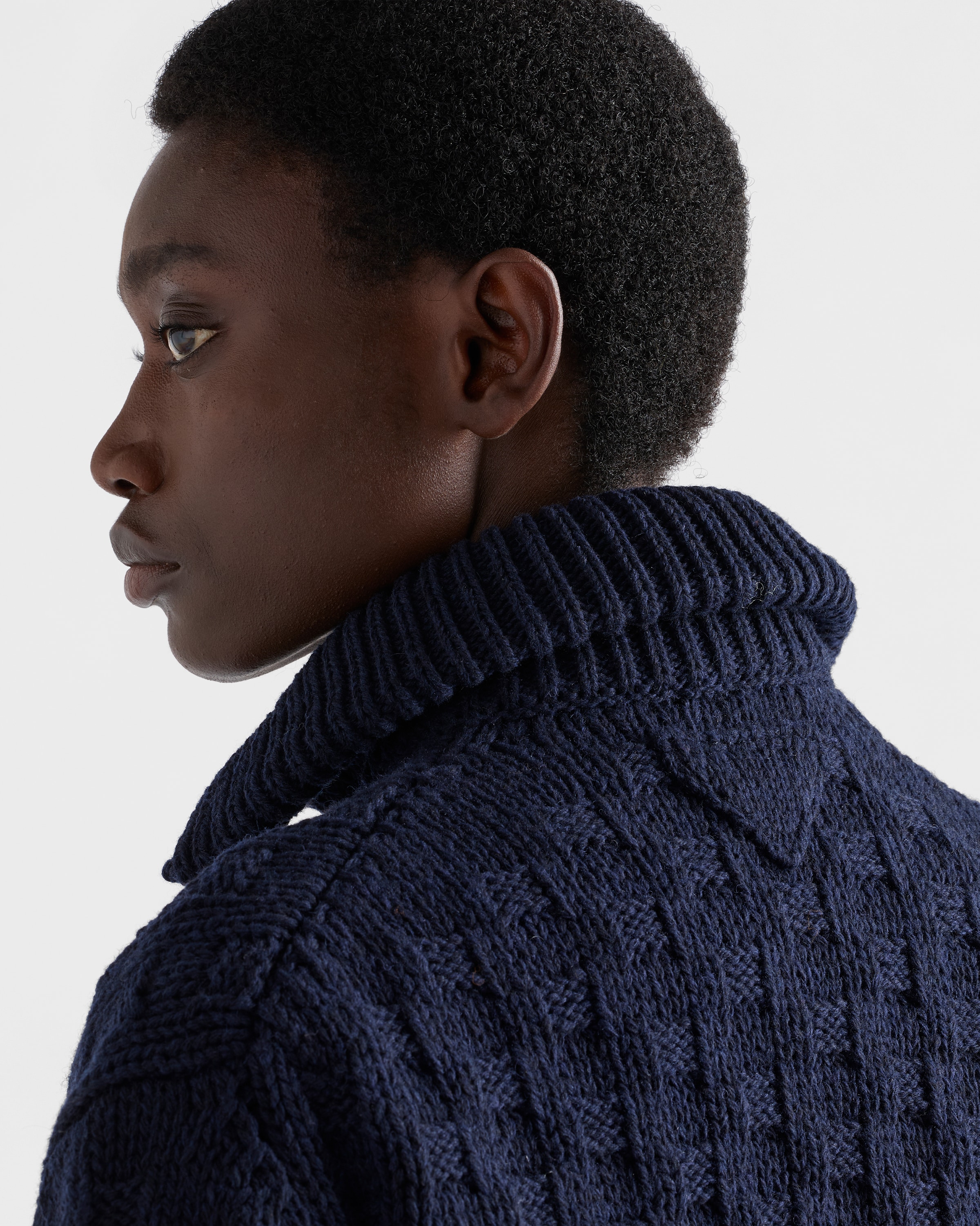 PRADA 2014 カーディガン ナイロンドッキング ネイビー Navy Wool Cardigan | PRADA