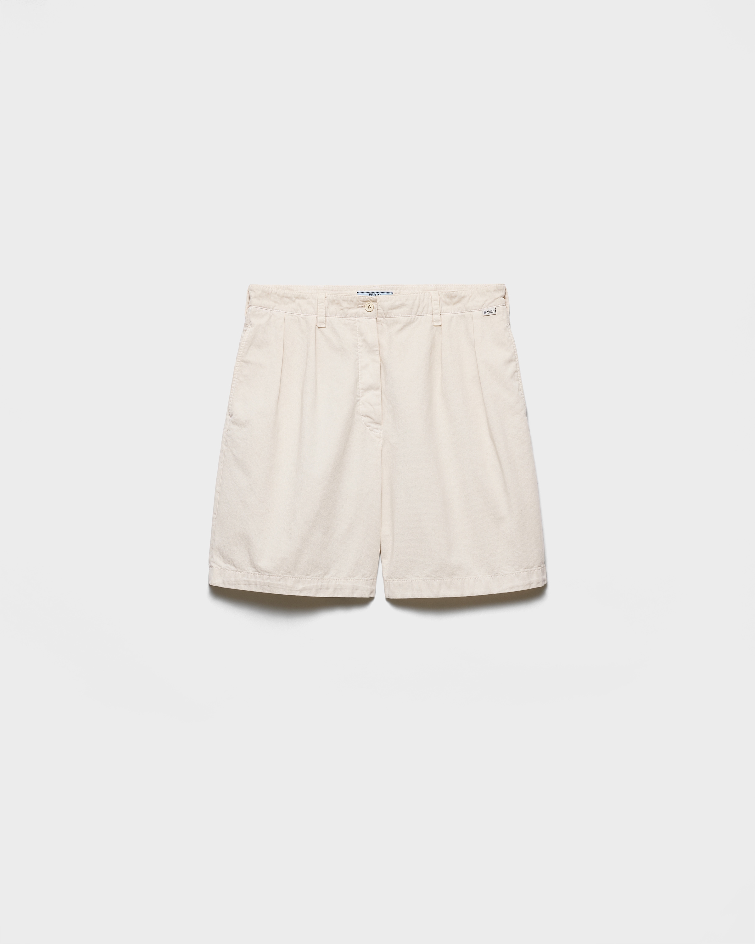 Natural Old Gabardine Bermudas | PRADA - United States