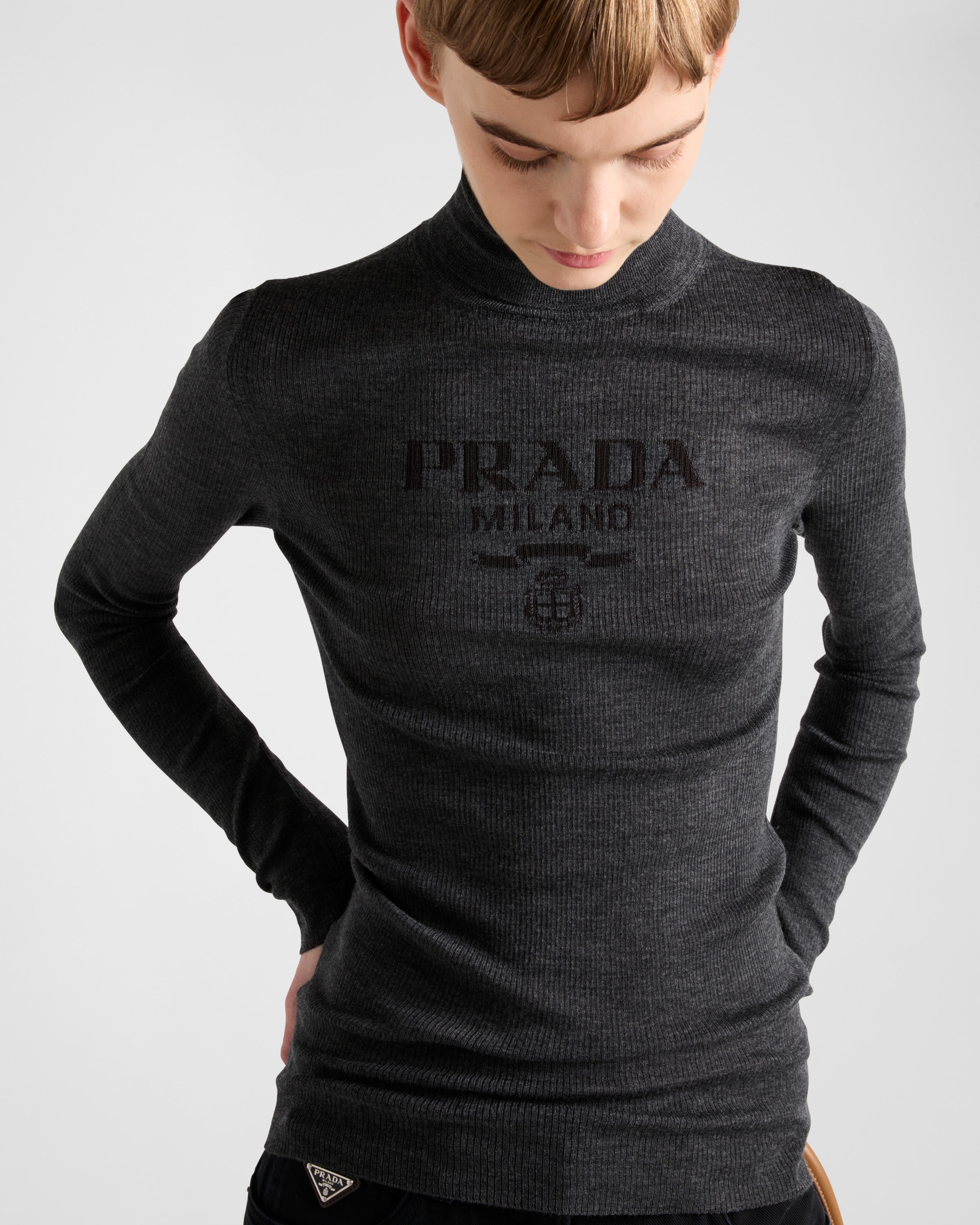 Prada Rollkragenpullover Aus Superfine-wool In Anthrazitgrau