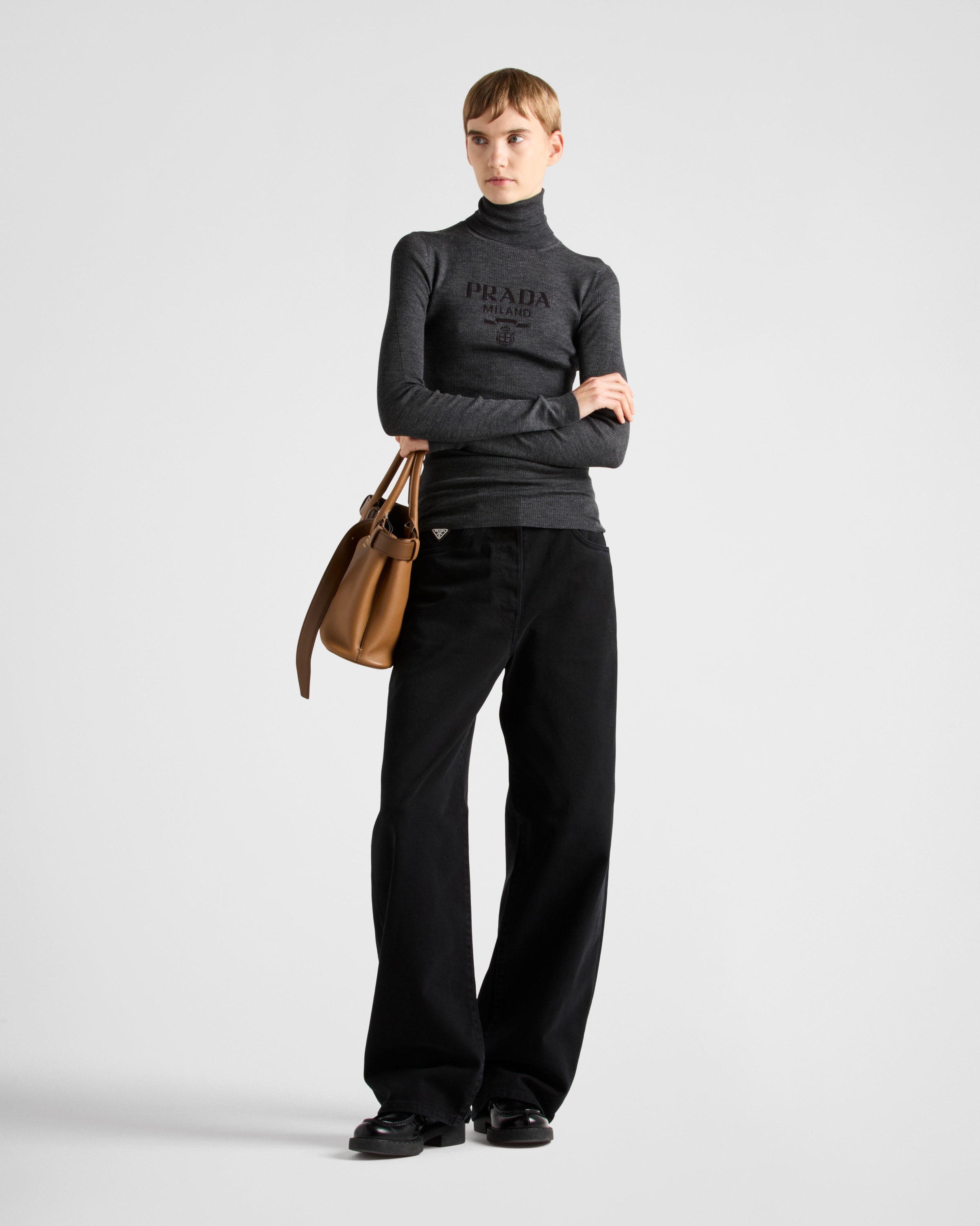 Prada Rollkragenpullover Aus Superfine-wool In Anthrazitgrau