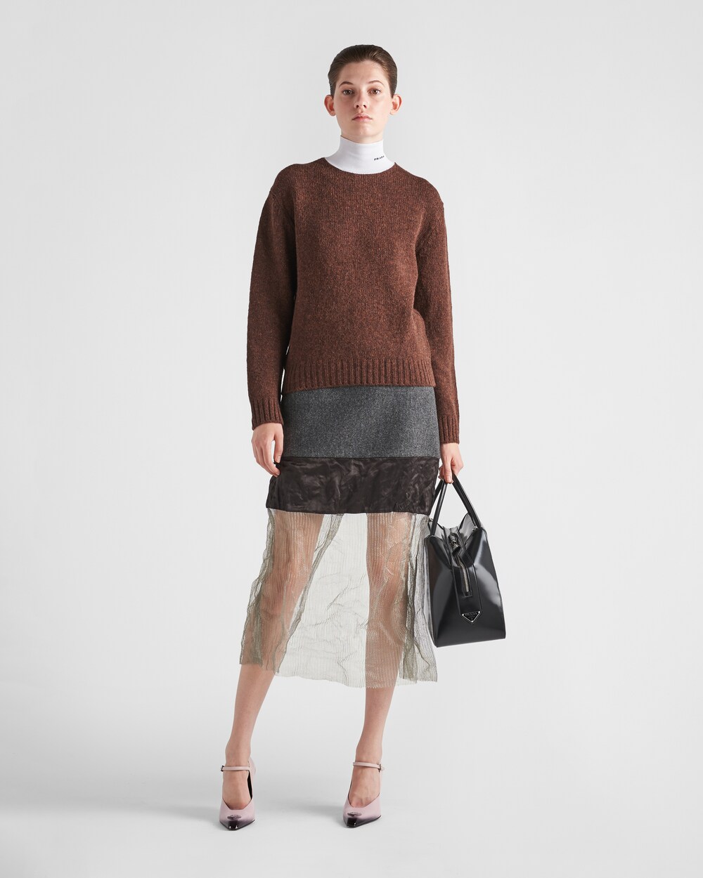 Coffee Cashmere and wool turtleneck 
