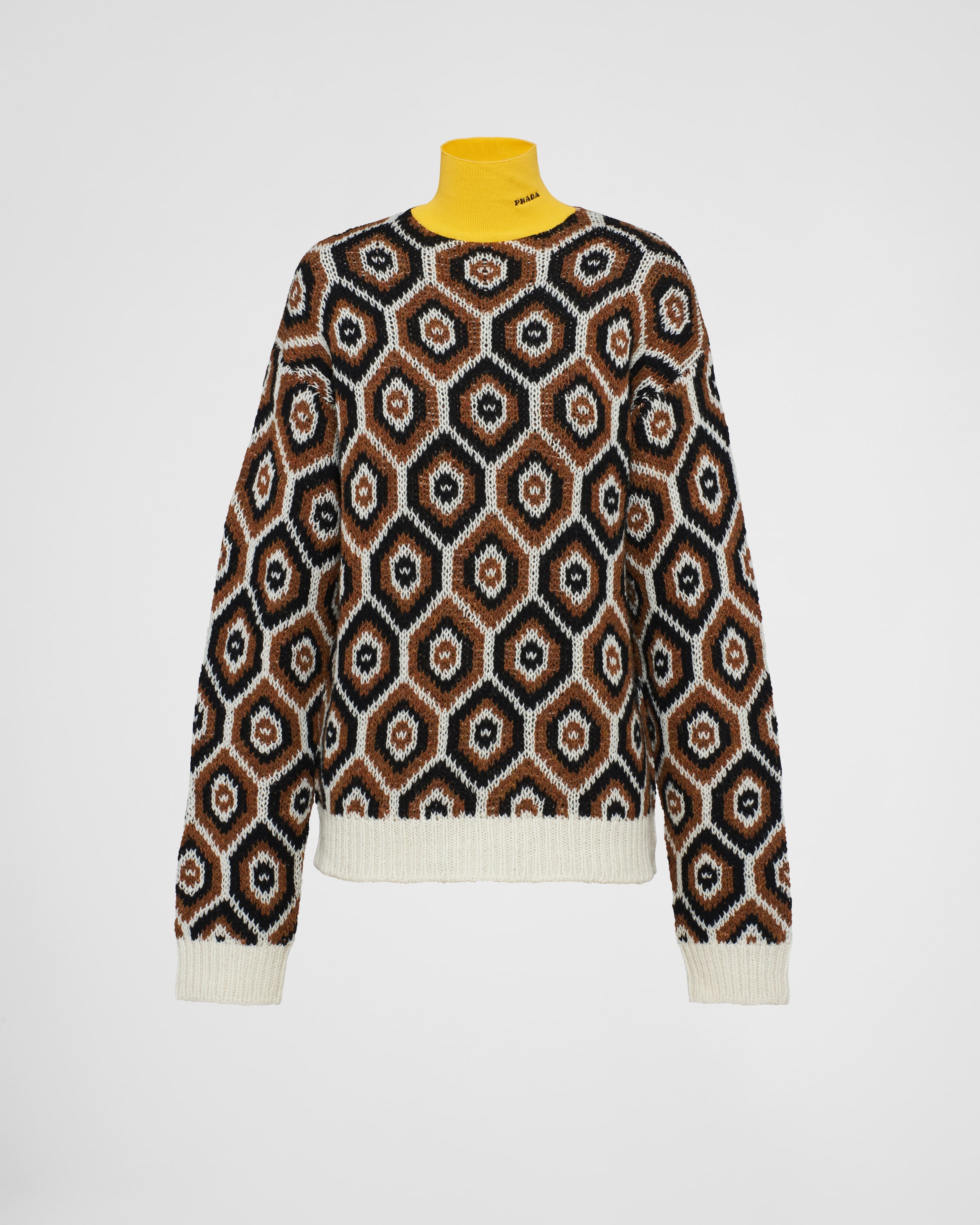 Rust Cashmere and wool turtleneck sweater | Prada