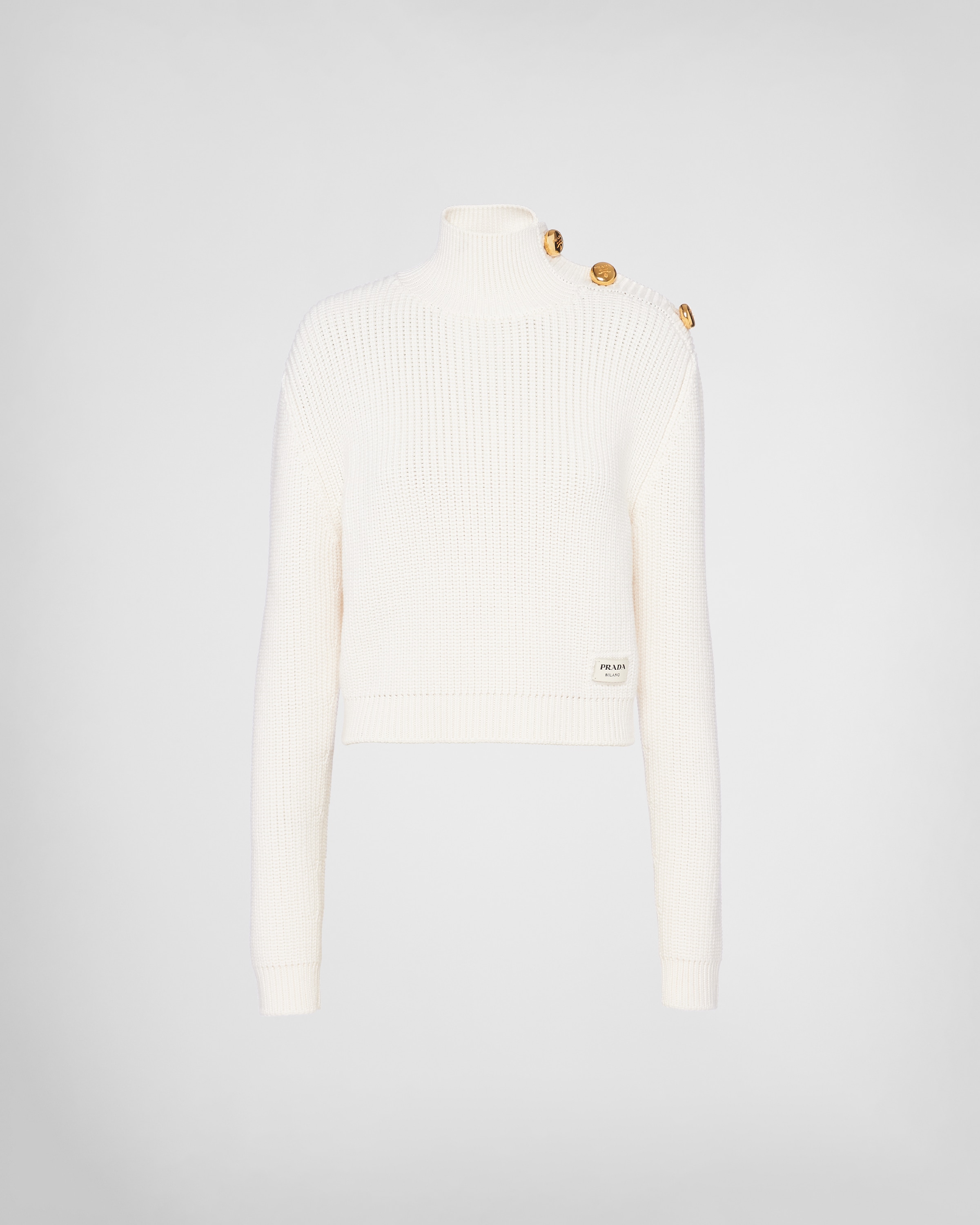 White Wool Turtleneck Sweater PRADA