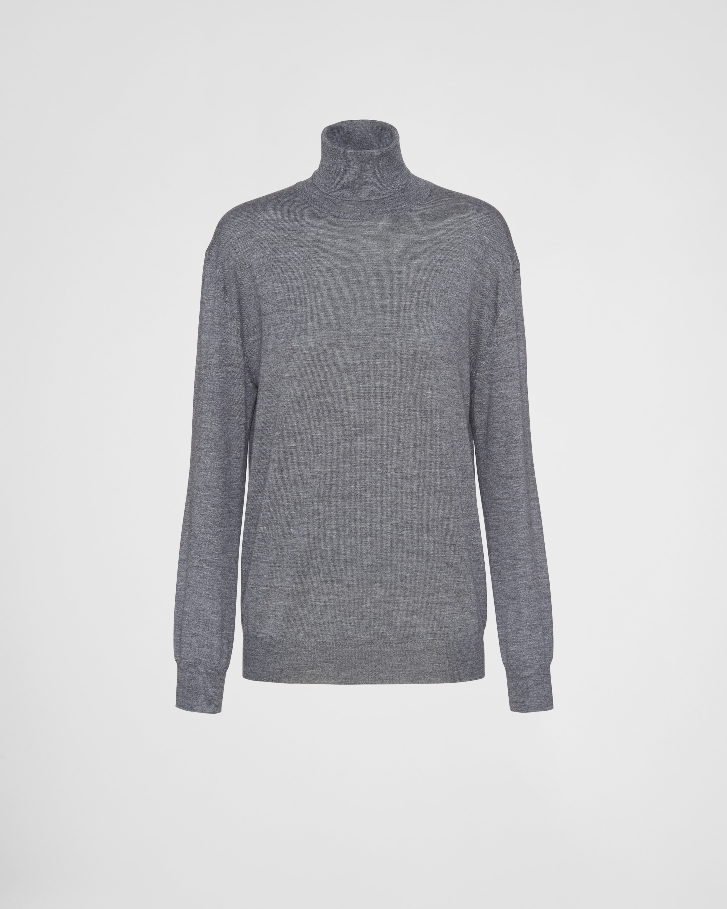 Prada Cashmere And Wool Turtleneck Sweater In Slate Gray