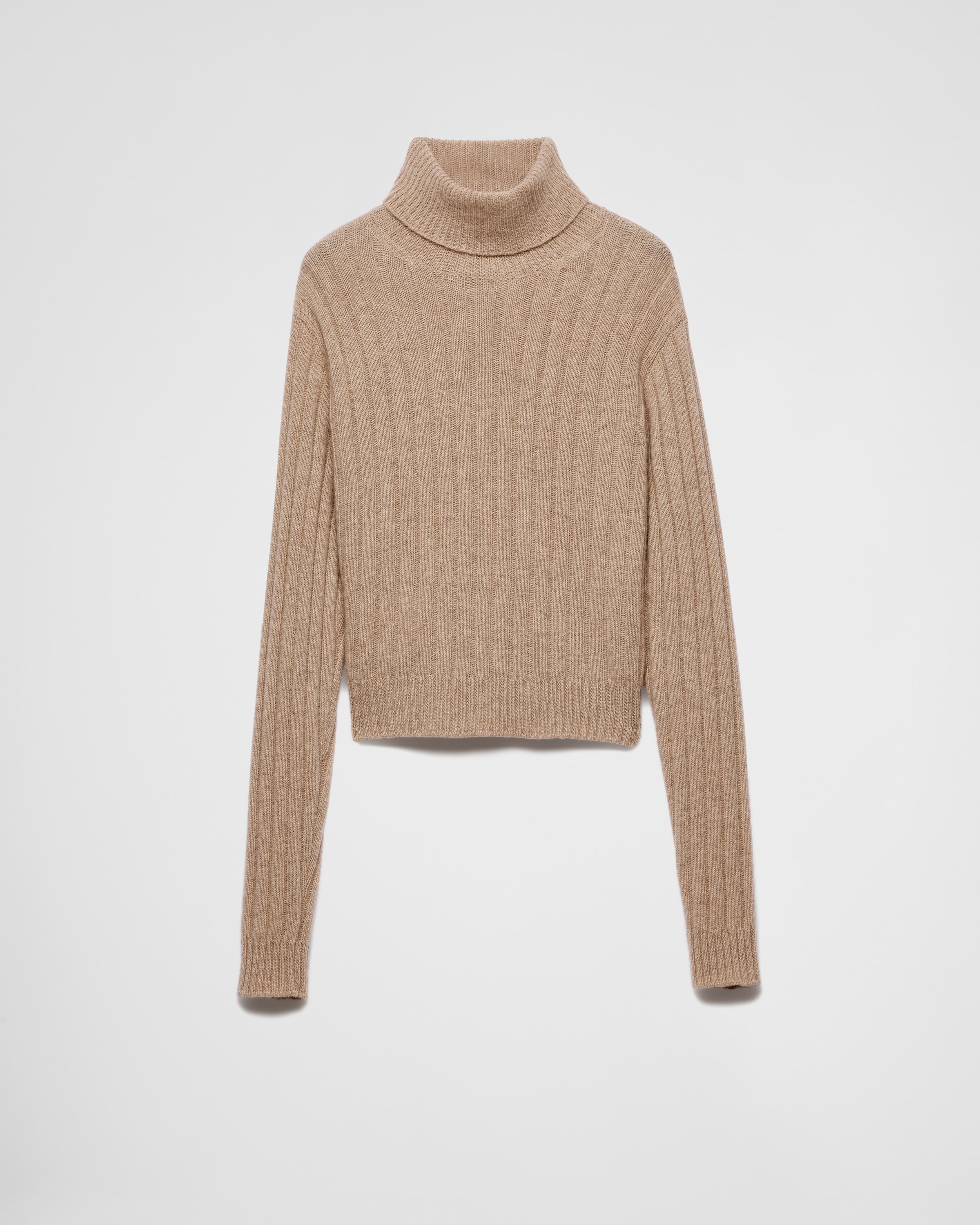 Prada Jersey De Re-cashmere De Cuello Alto, Mujer, Beige Arena, Talla 42