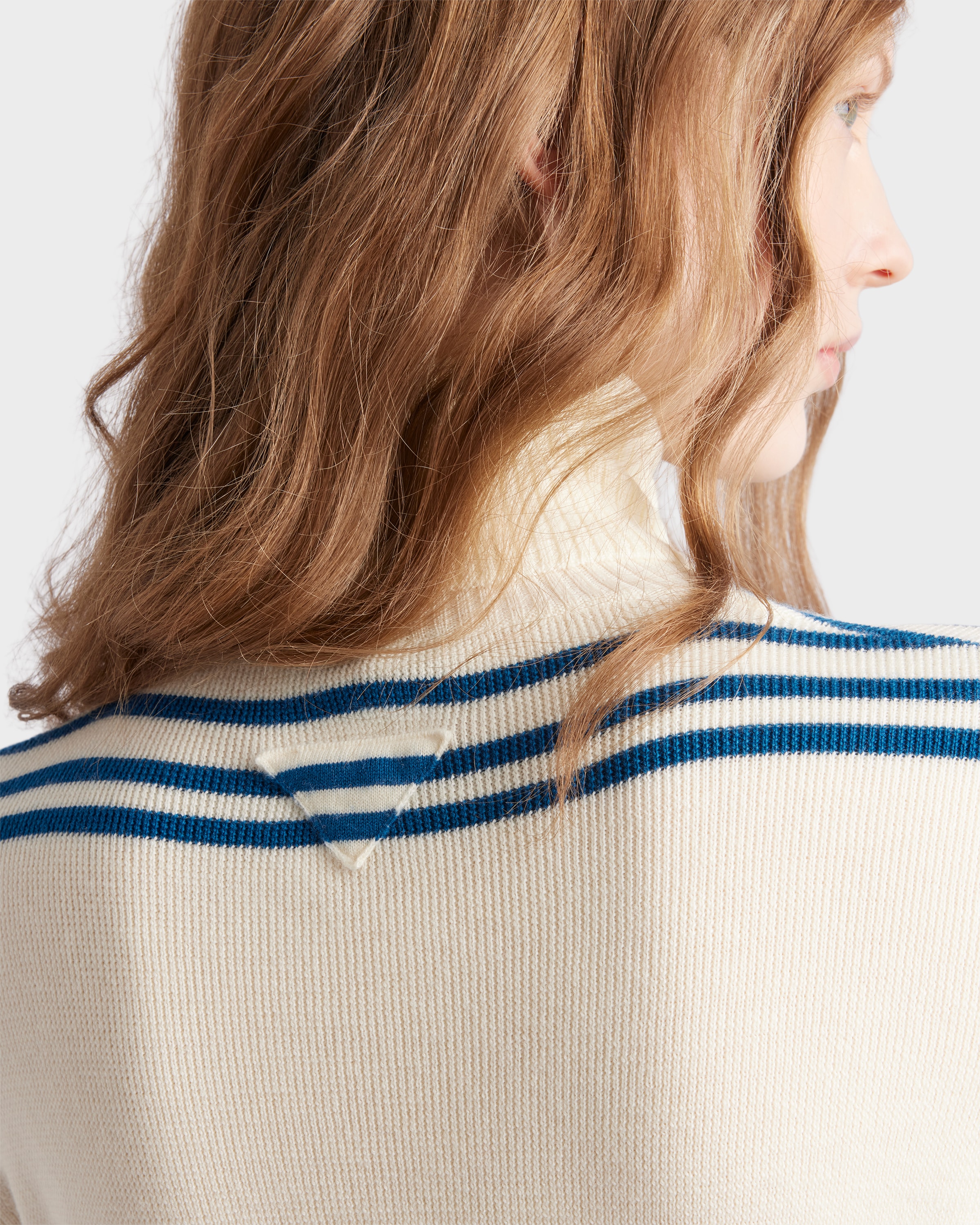 Prada Striped Wool Turtleneck Sweater In White