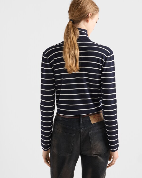 Striped wool turtleneck sweater - Navy Striped wool turtleneck sweater - Navy