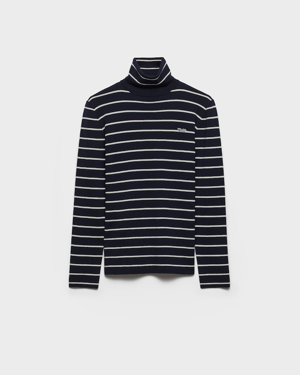 Striped wool turtleneck sweater - Navy Striped wool turtleneck sweater - Navy