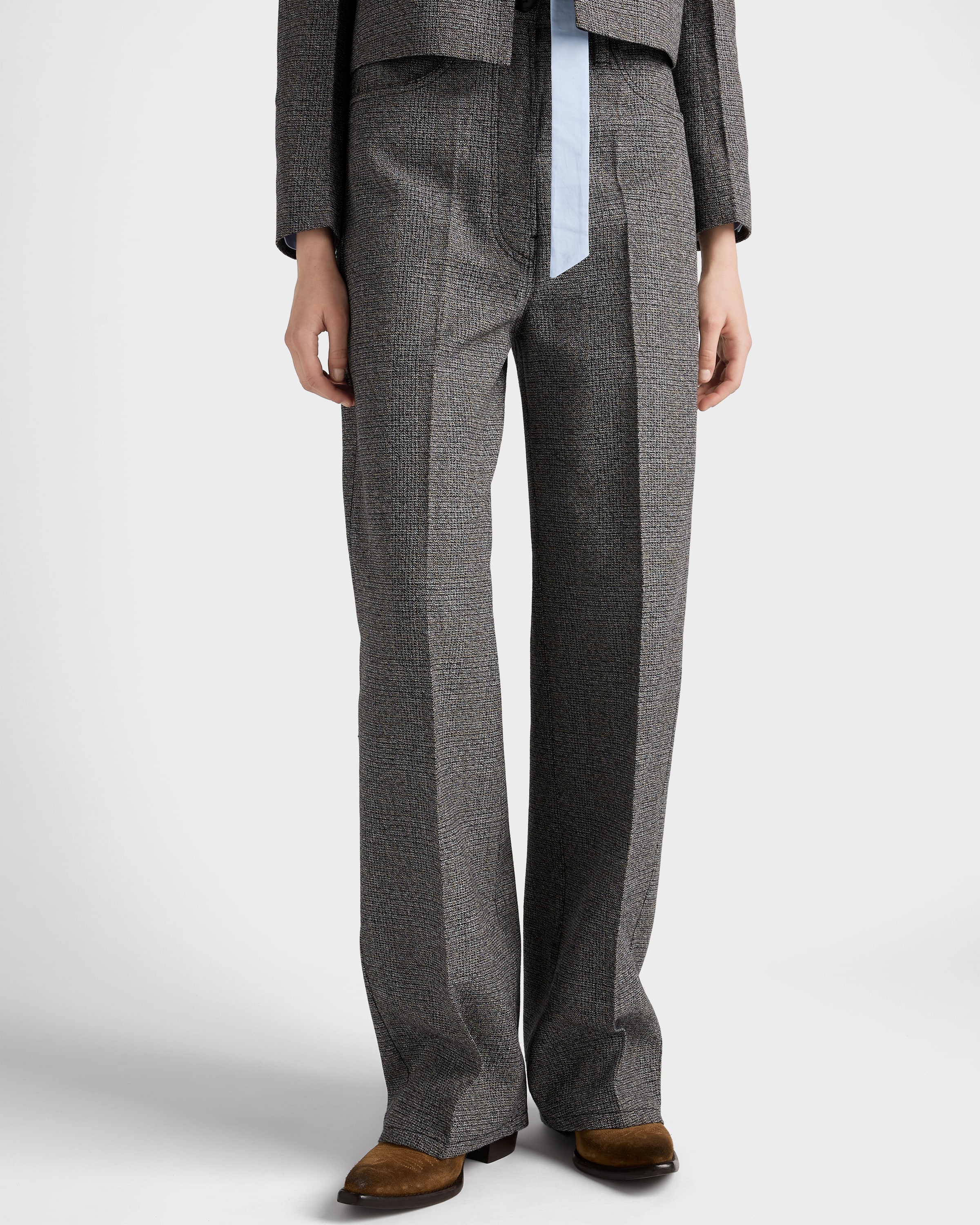Prince of Wales check mouliné wool pants