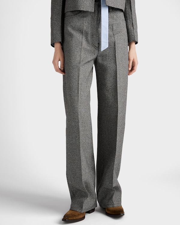 Prince of Wales check mouliné wool pants - Slate Gray Prince of Wales check mouliné wool pants - Slate Gray