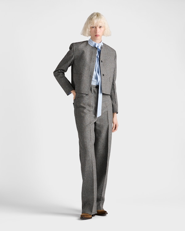 Prince of Wales check mouliné wool pants - Slate Gray Prince of Wales check mouliné wool pants - Slate Gray