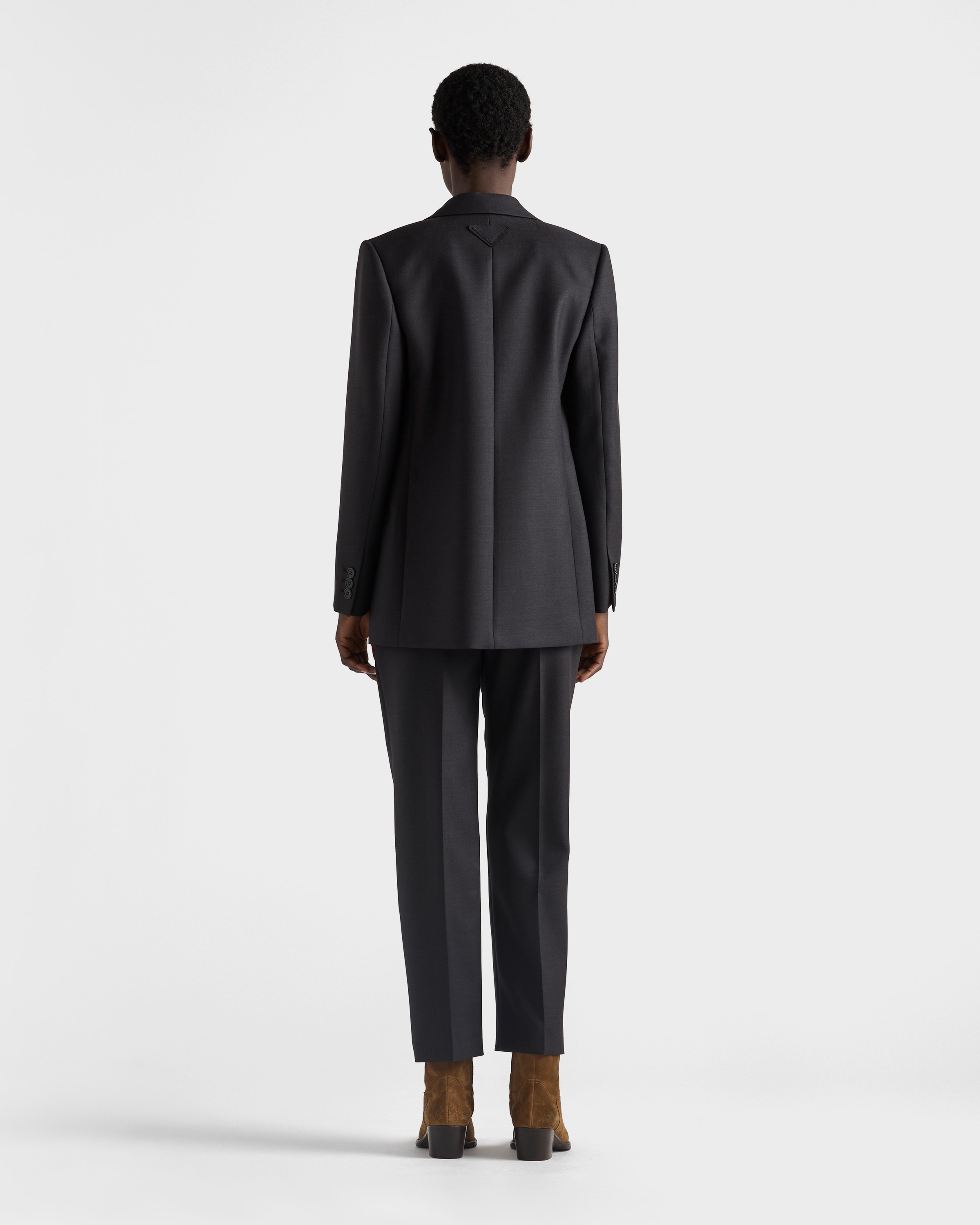 Wool gabardine pants with pin
