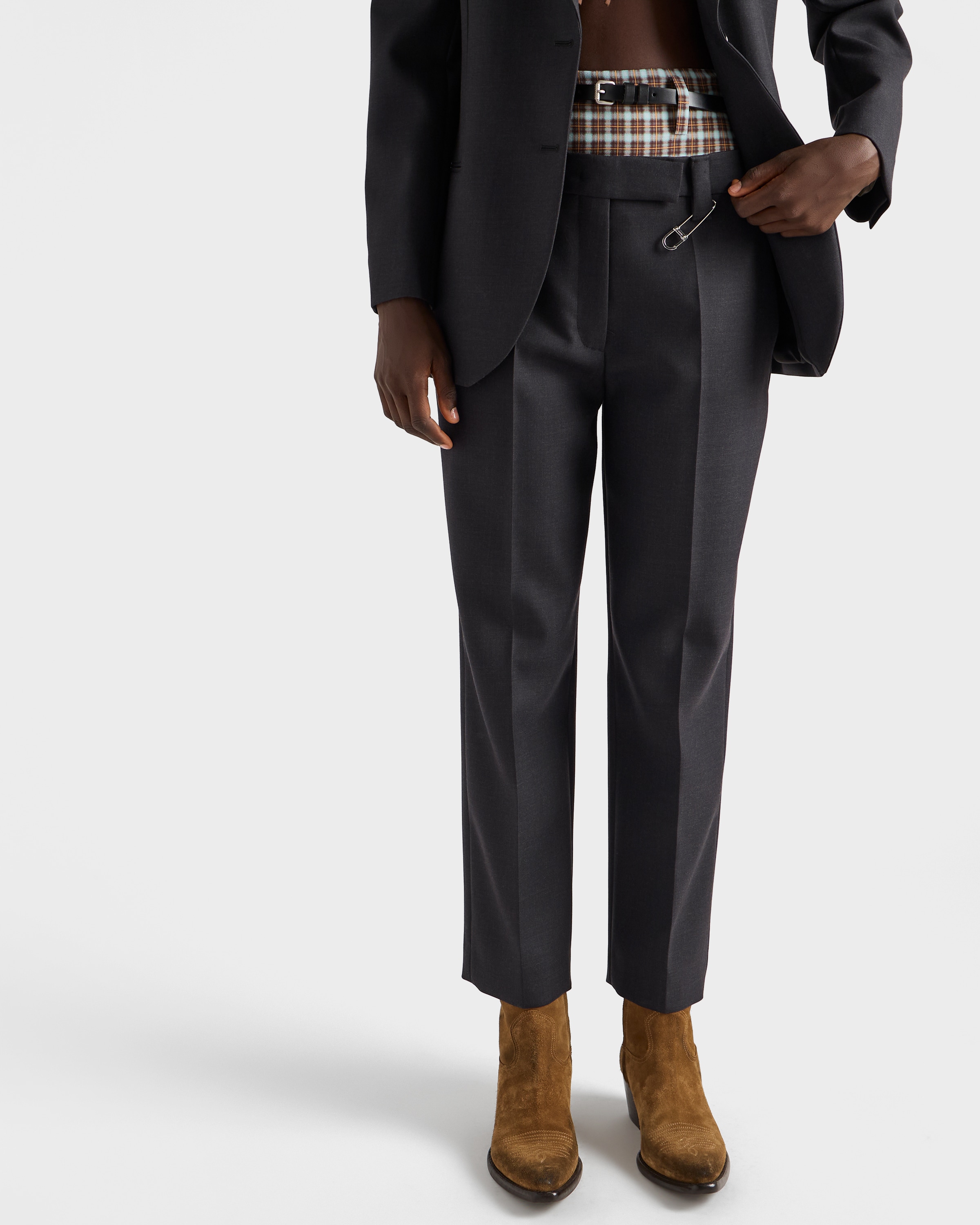 Prada Wool Gabardine Pants With Pin In Black