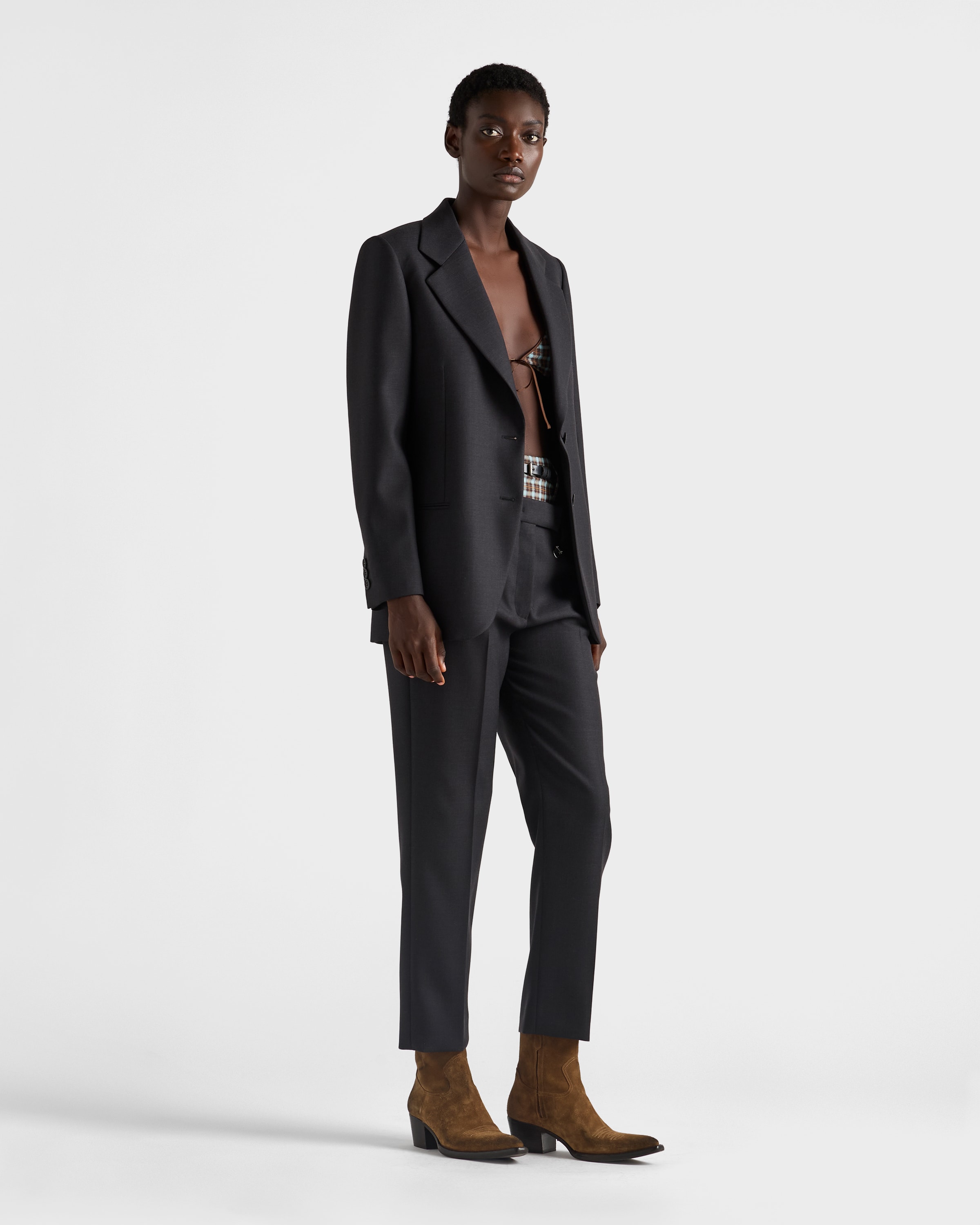 Prada Wool Gabardine Pants With Pin In Black