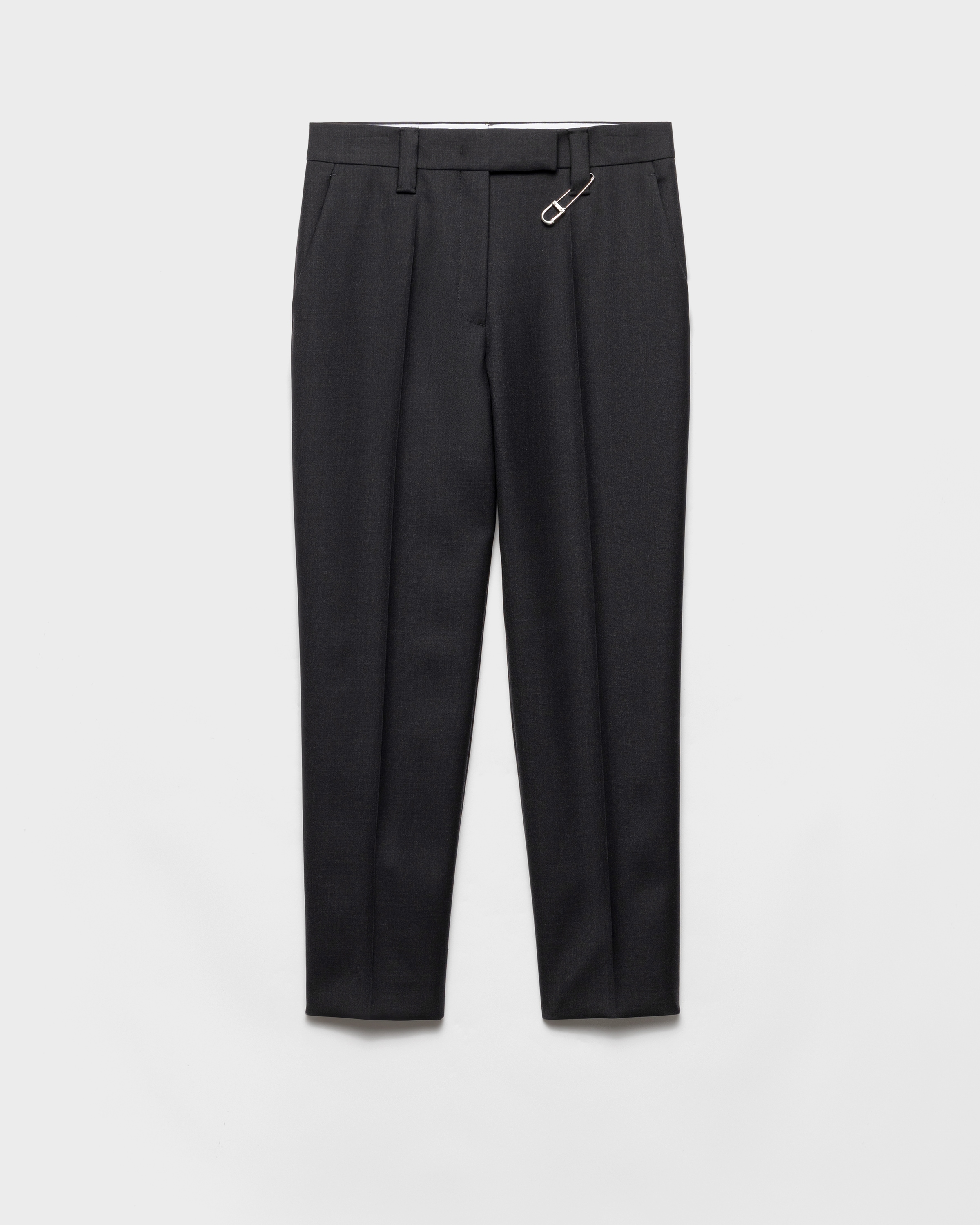 Prada Wool Gabardine Pants With Pin In Black