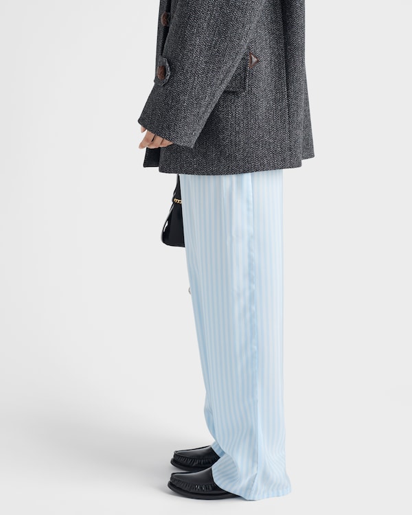 Striped silk pongé pants - Light Blue Striped silk pongé pants - Light Blue