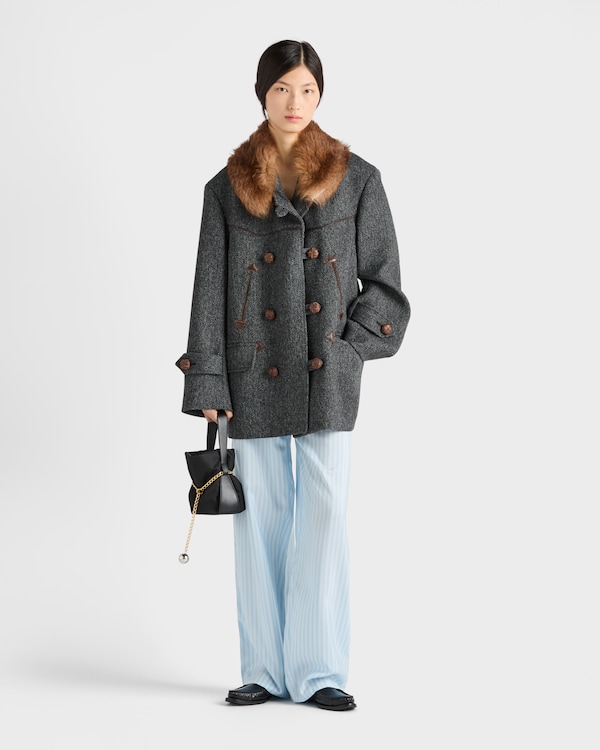 Striped silk pongé pants - Light Blue Striped silk pongé pants - Light Blue