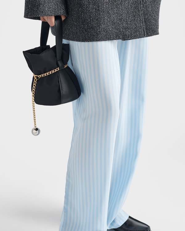 Striped silk pongé pants - Light Blue Striped silk pongé pants - Light Blue