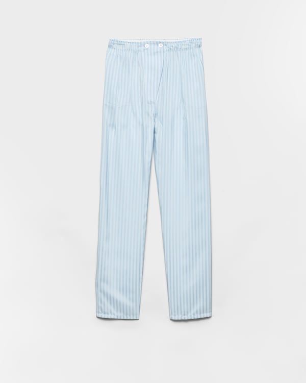 Striped silk pongé pants - Light Blue Striped silk pongé pants - Light Blue