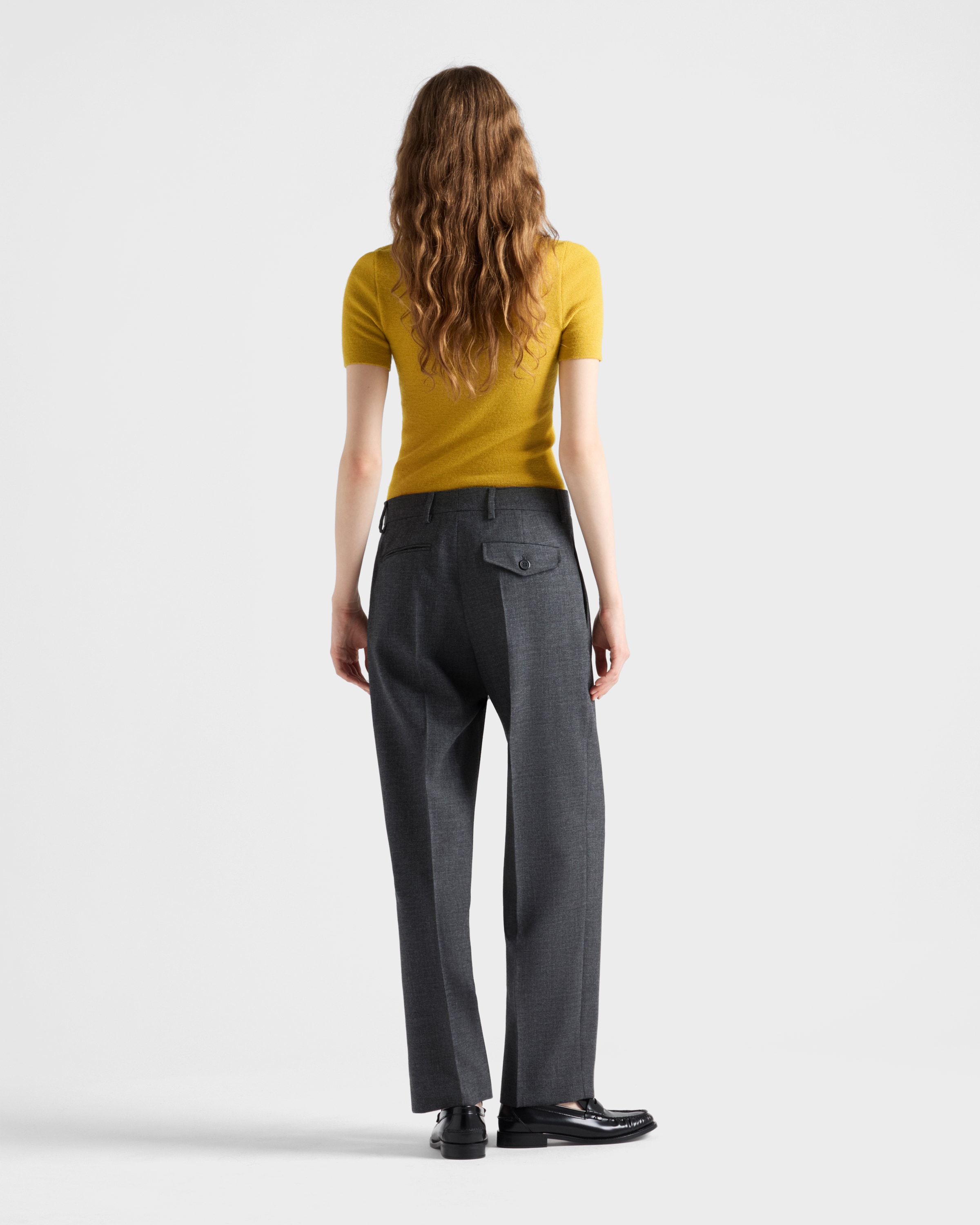 Slate Gray Rush stitch pants | PRADA - United States