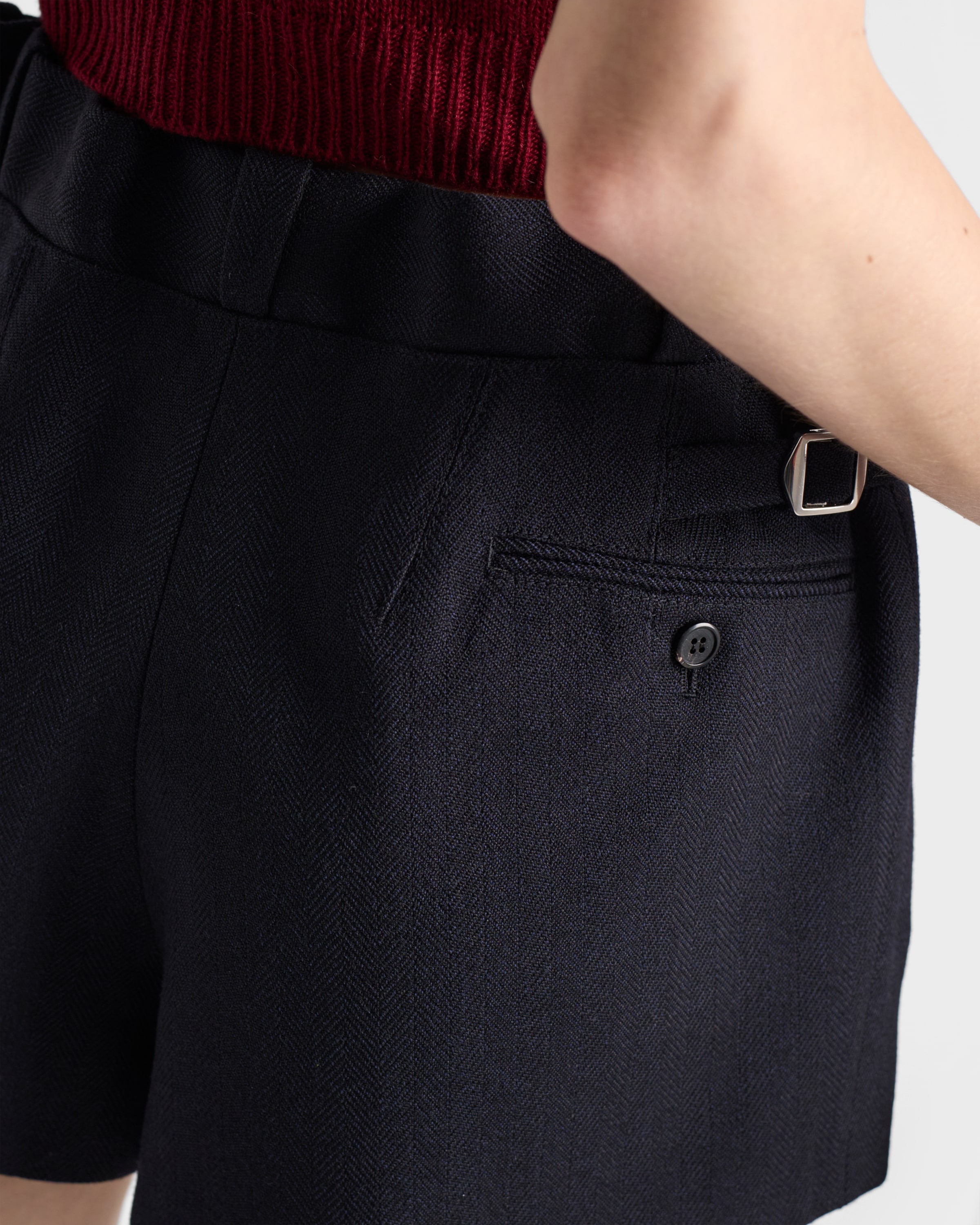 Prada Shorts Aus Chevron-wolle In Black
