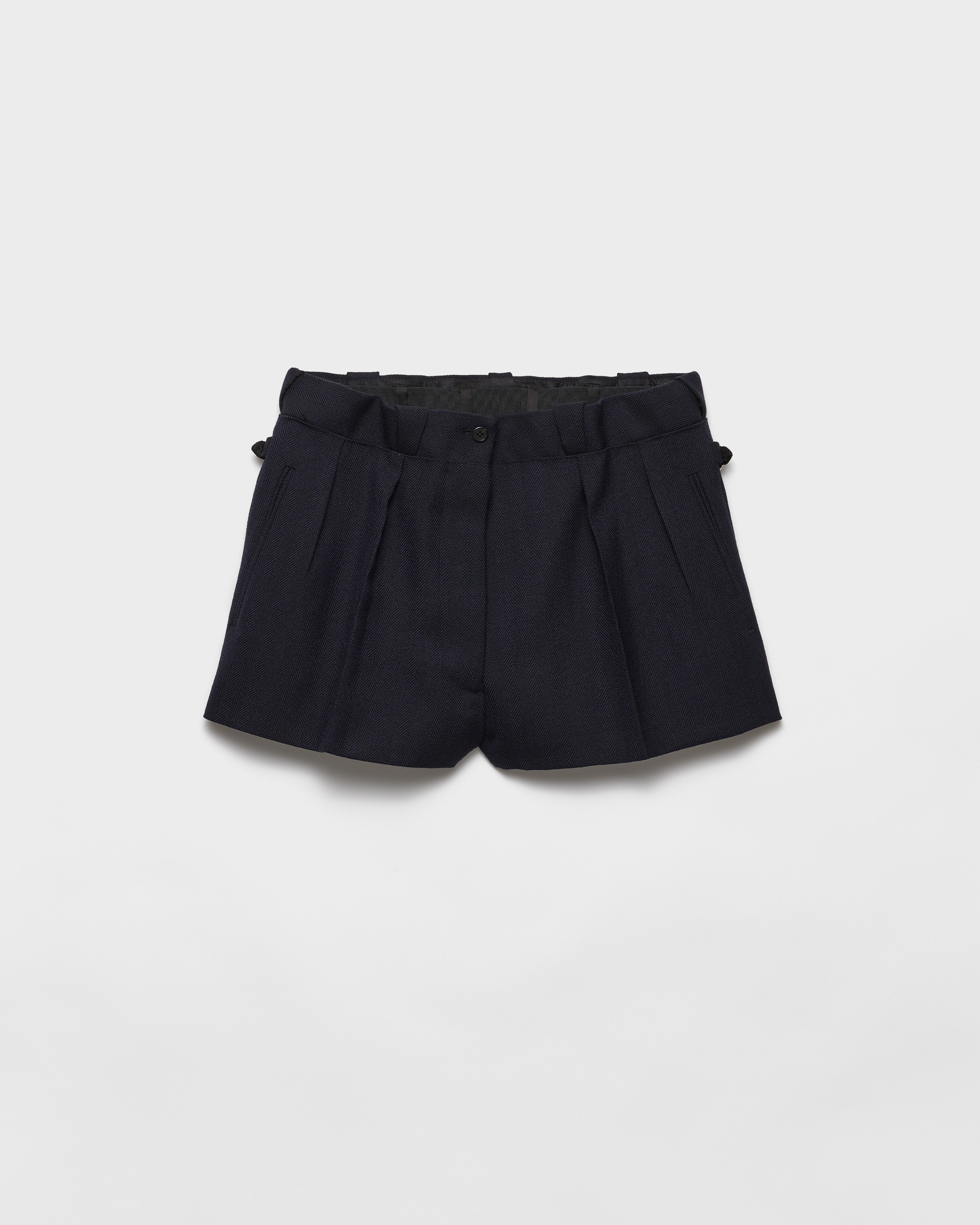 Prada Shorts Aus Chevron-wolle In Black