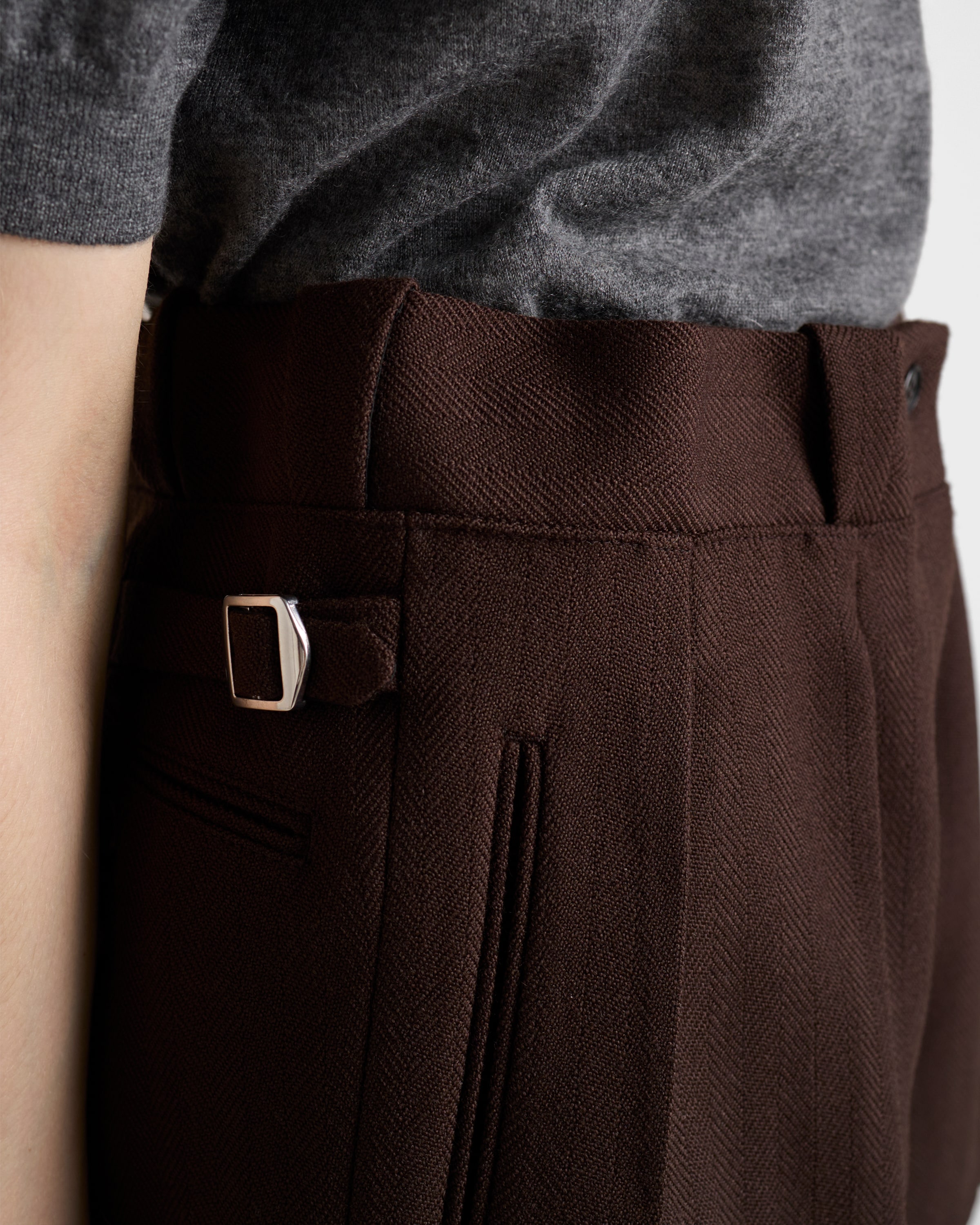 Prada Chevron Wool Shorts In Brown