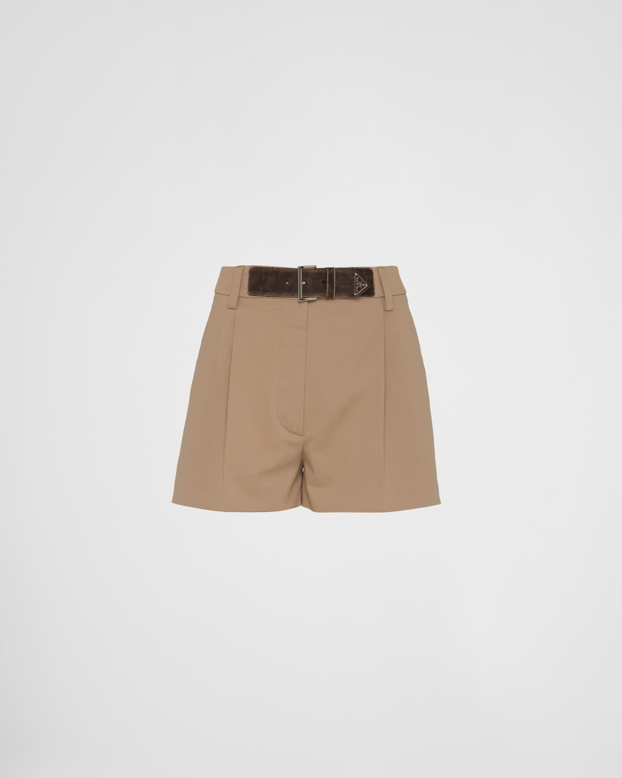 Khaki Gabardine Shorts PRADA