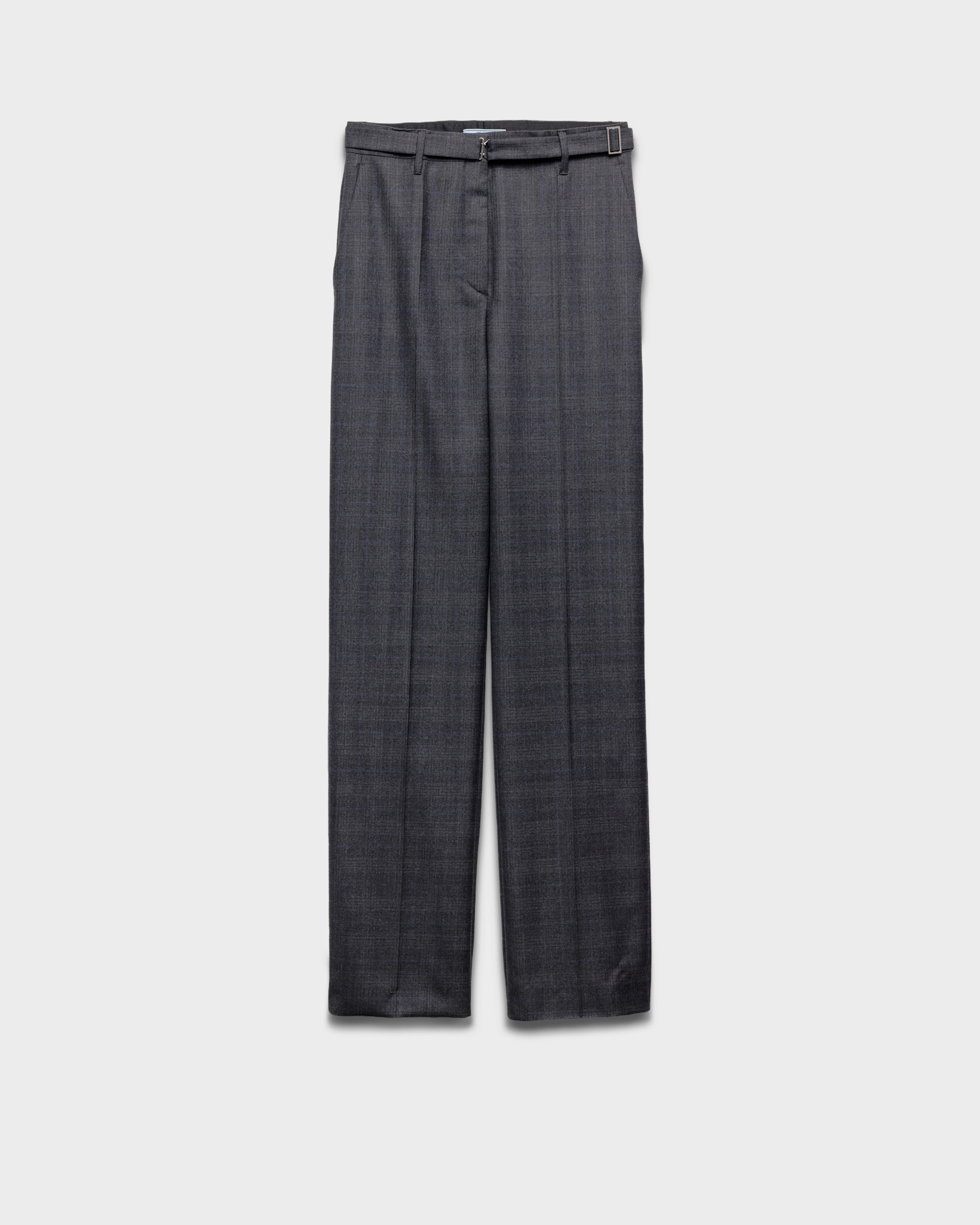 Prada Fantasia 130s Plaid Straight Leg Wool Pants In Anthrazitgrau