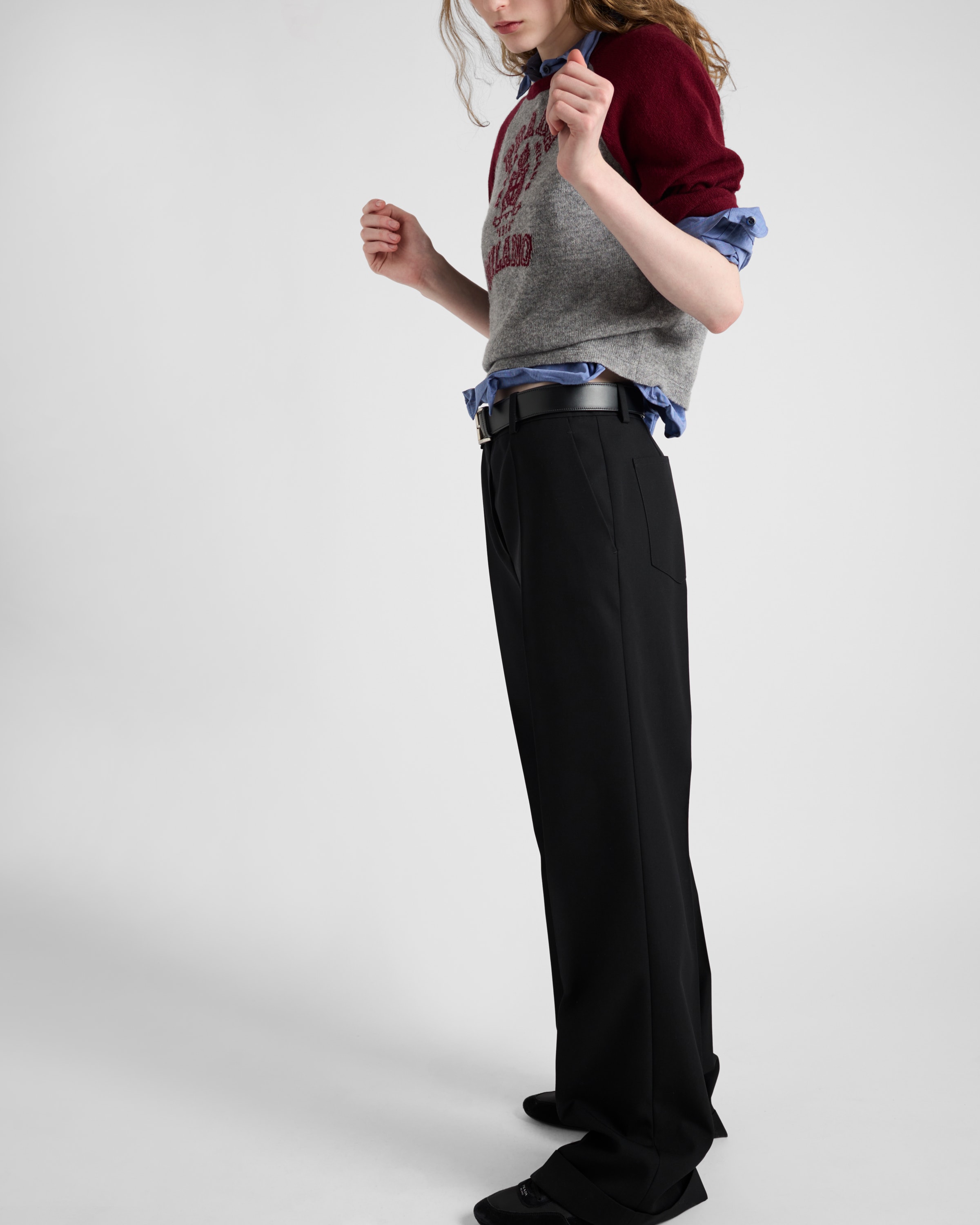 Shop Prada Gabardine Pants In Black