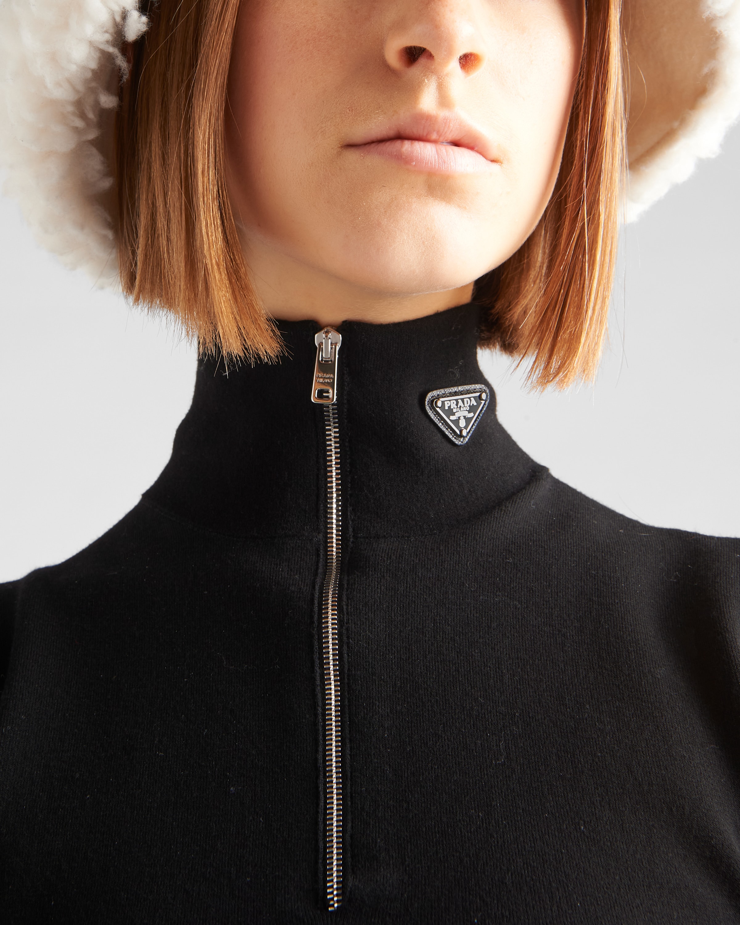 Wool and viscose turtleneck crop top