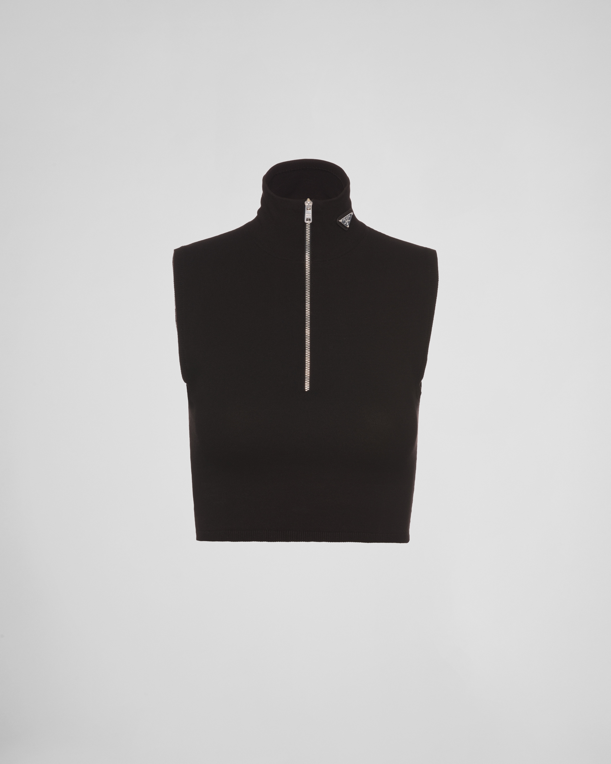 Wool and viscose turtleneck crop top