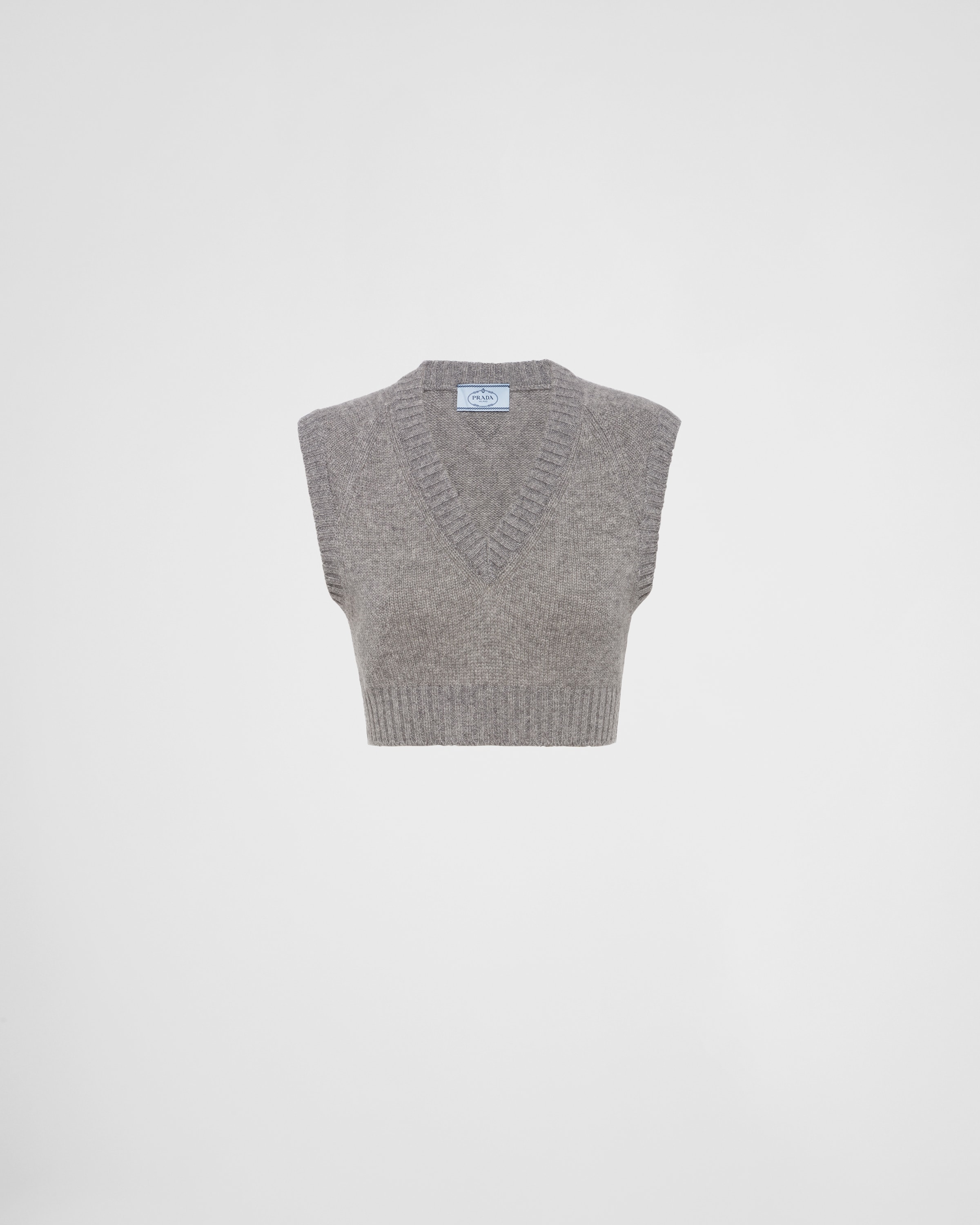 Grey Cropped cashmere vest | Prada