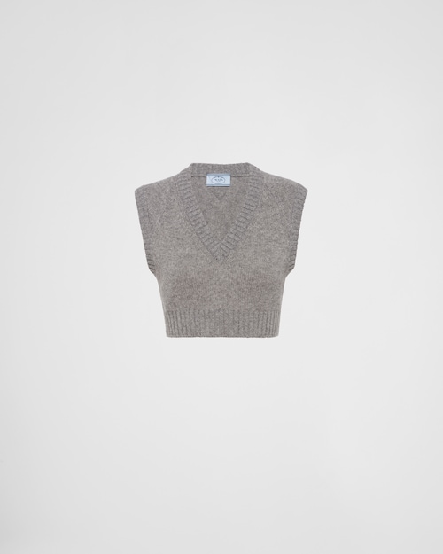 Grey Cropped cashmere vest | Prada