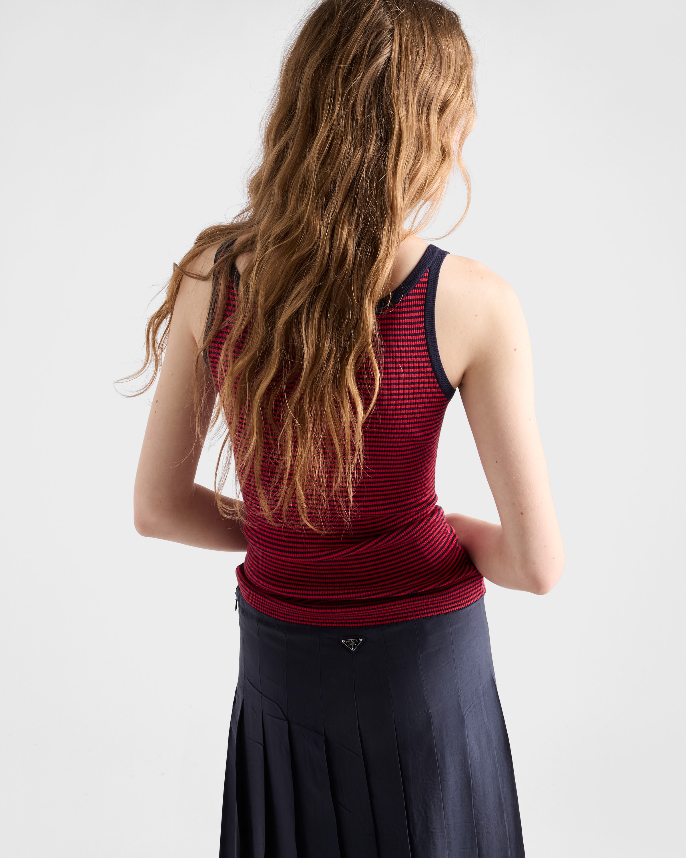 Blue/red Silk Tank Top | PRADA - United States