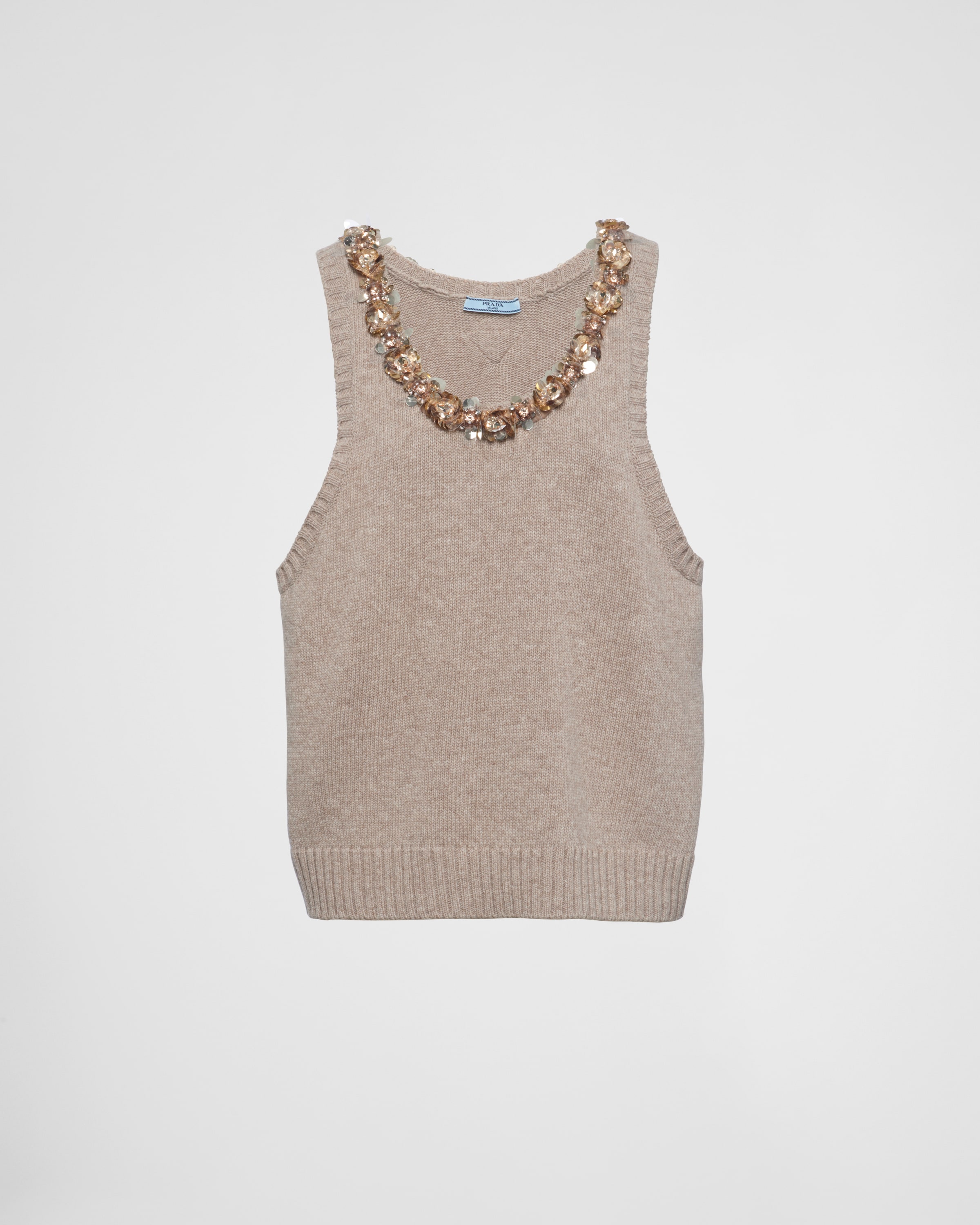 Shop Prada Sleeveless Wool And Cashmere Top In Cord