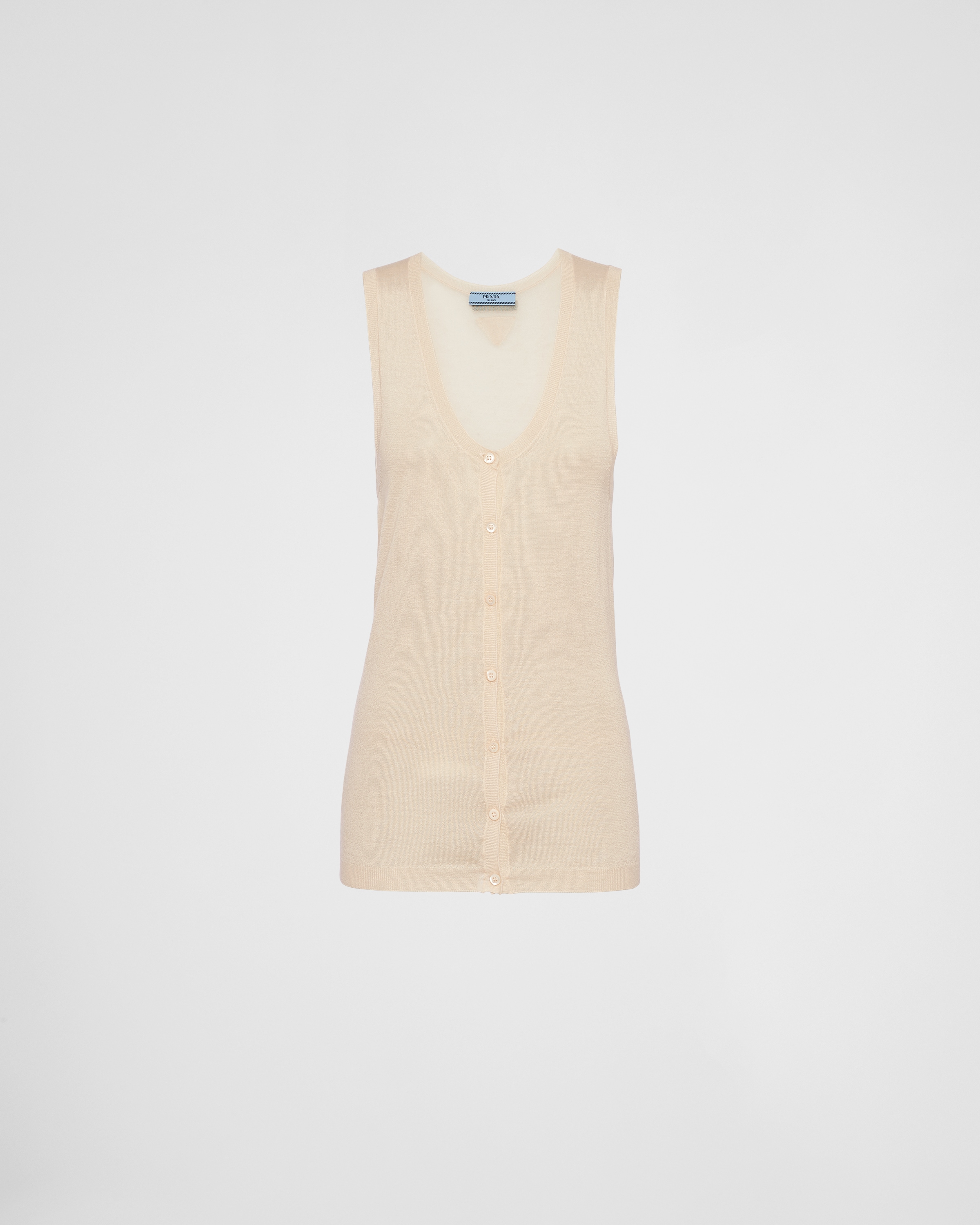 Prada Buttoned Cashmere Tank Top In Natural