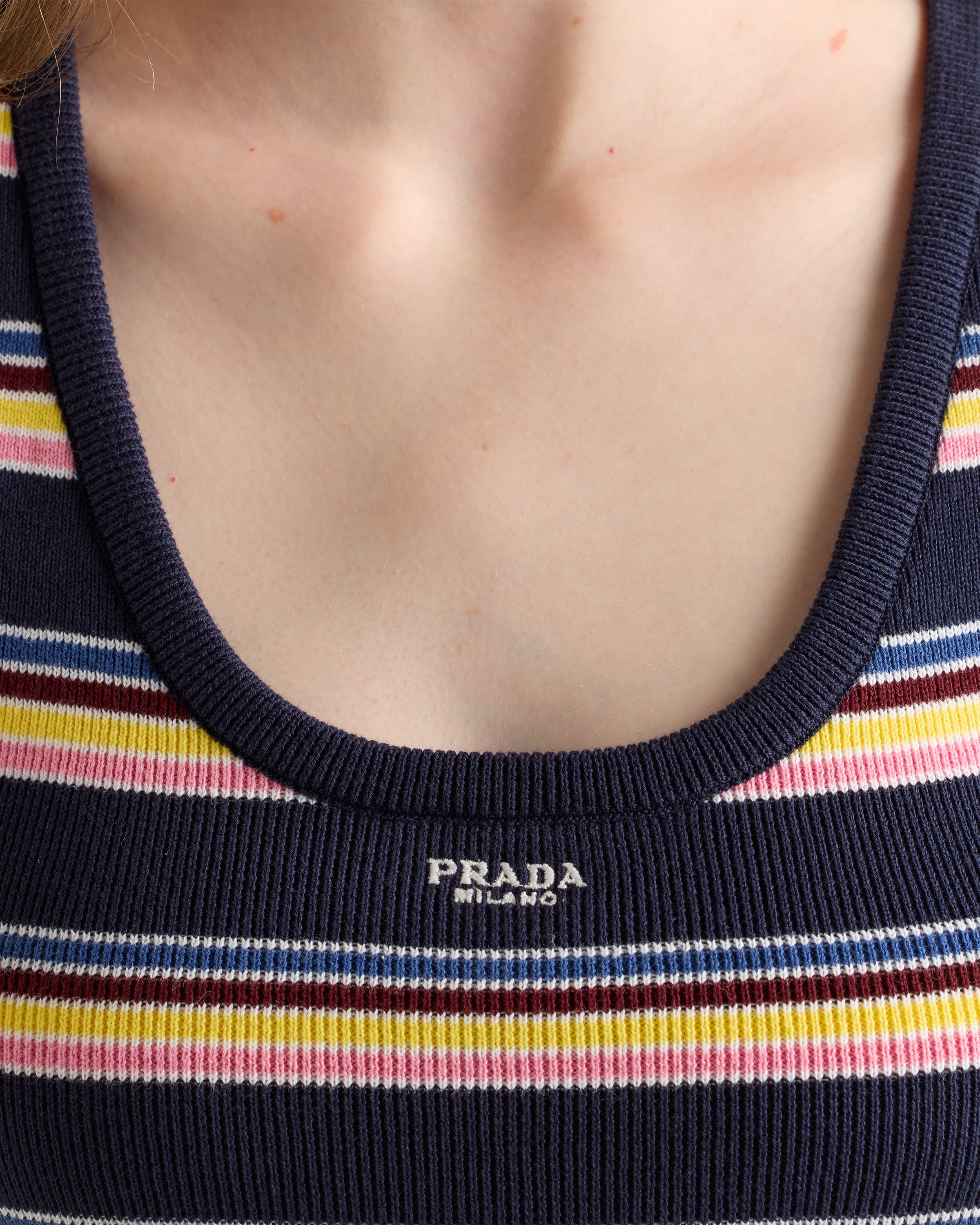 Tシャツ・カットソー PRADA NAVY BLUE COTTON TANK TOP Navy Cotton Tank Top | PRADA