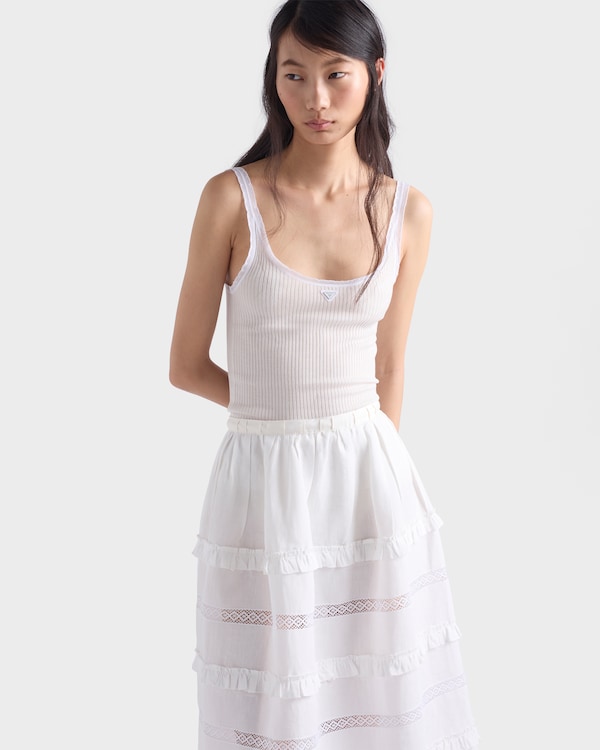 Top aus gerippter Baumwolle - Weiss Top aus gerippter Baumwolle - Weiss