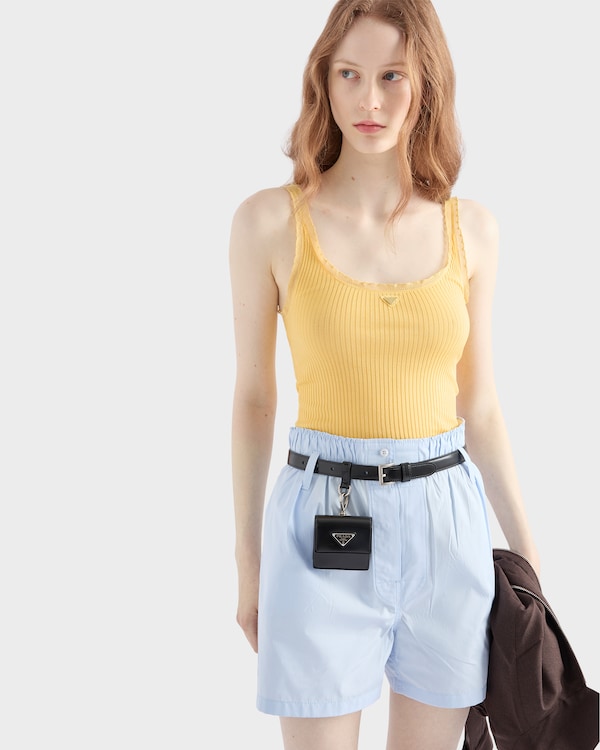 リブ編みコットントップ リブ編みコットントップ