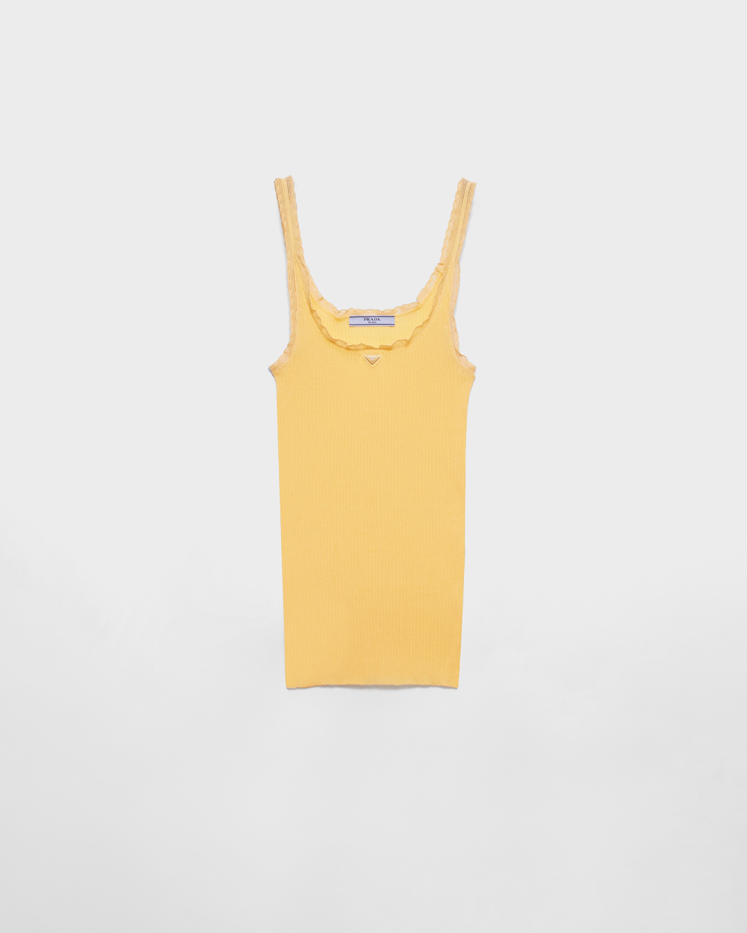 Prada Haut En Coton Côtelé, Femme, Jaune, Taille 40